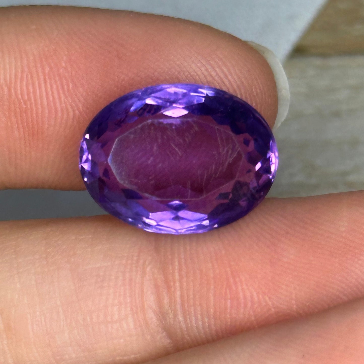 12x16mm Purple Lab Amethyst 10.72 carat, Oval Loose Gem Reclaimed/Recycled Lab Created Gemstone, Fine Scratches