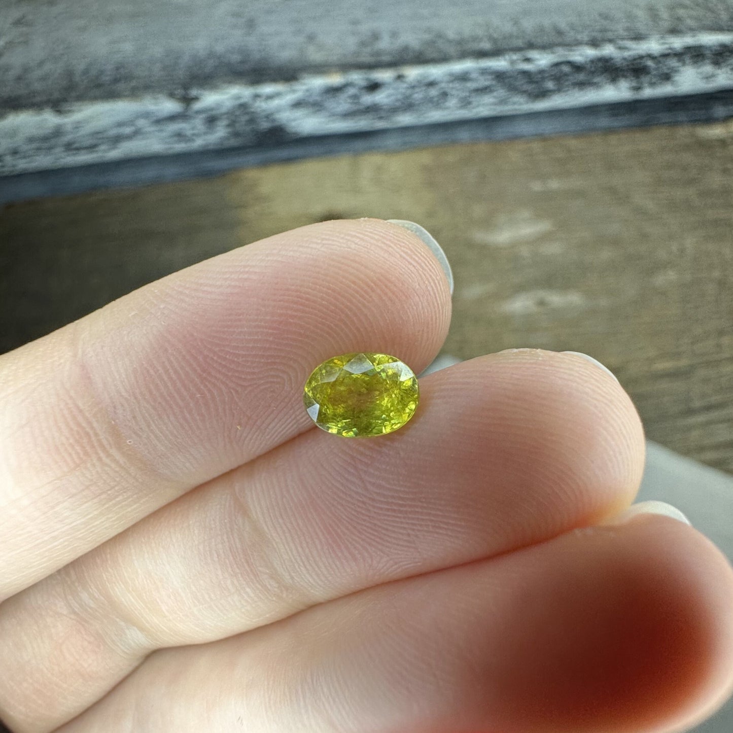 Yellow Sphene Oval Cut, 1.12 Carat Natural Light Yellow Sphene with Rainbow Flashes