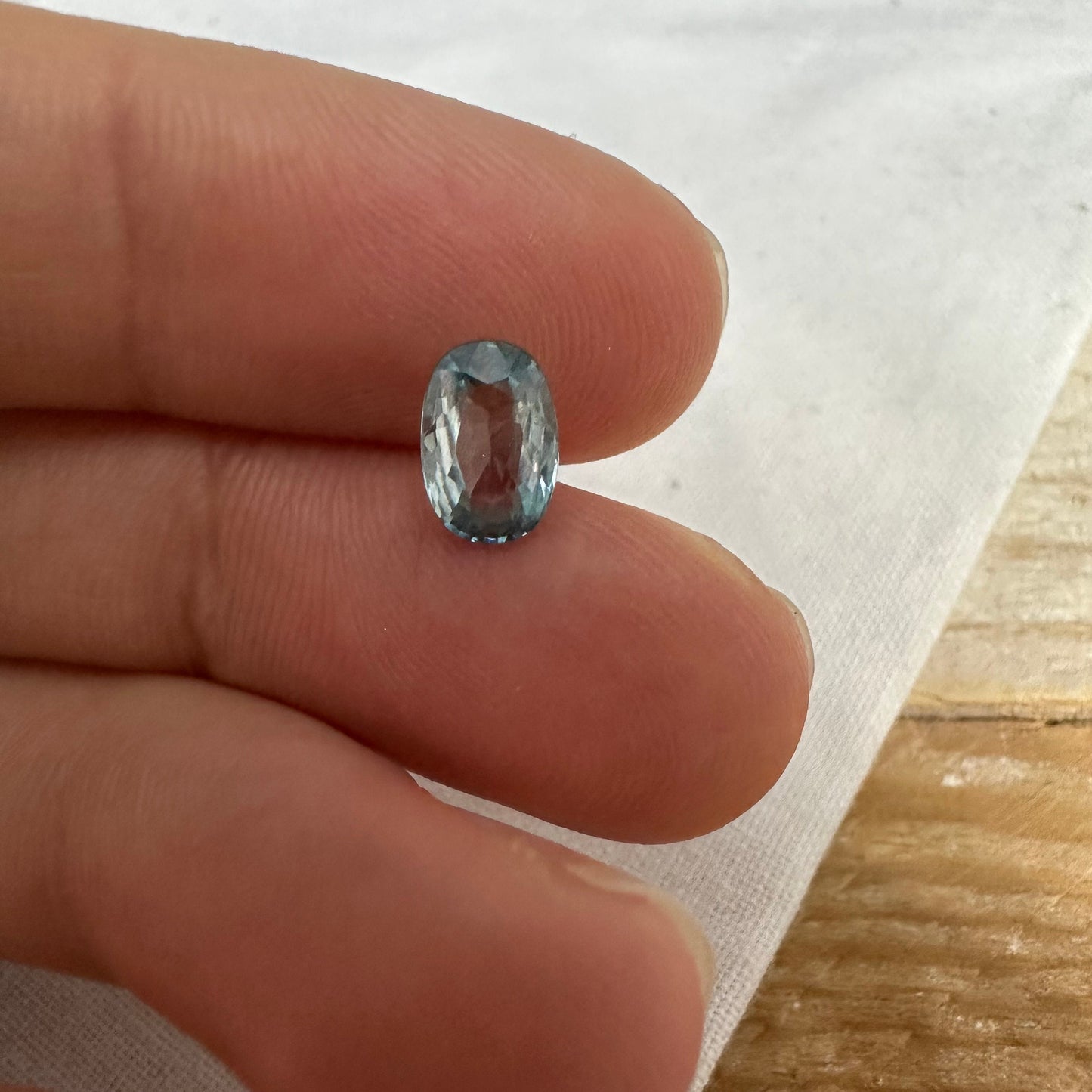 Light Blue Zircon 1.43 carat, 7.7x5.2mm Oval cut Gemstone, Natural Loose Greenish Blue Zircon December Birthstone