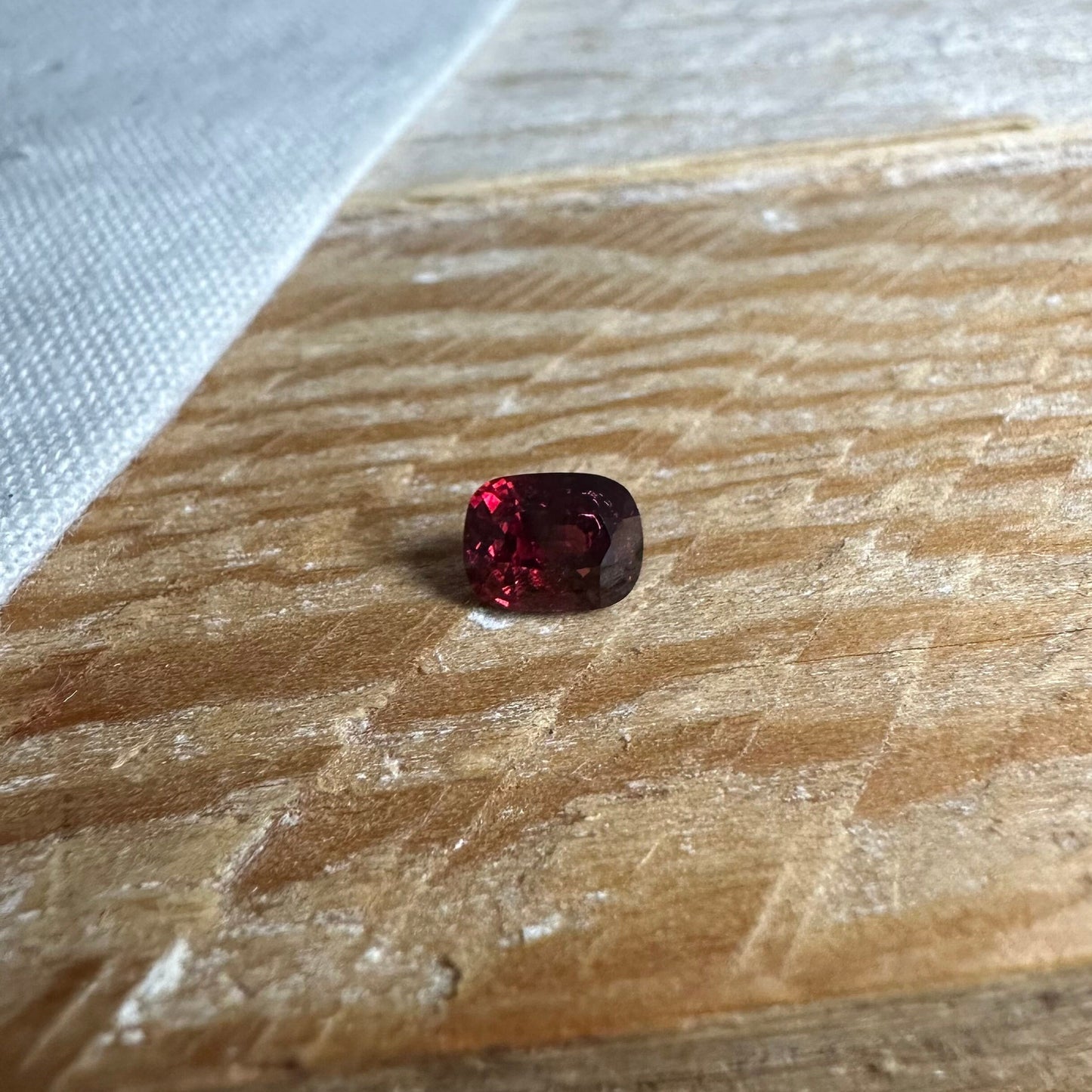 0.66 Ct  Natural Red Spinel, Faceted 5.6x4.2mm Cushion cut