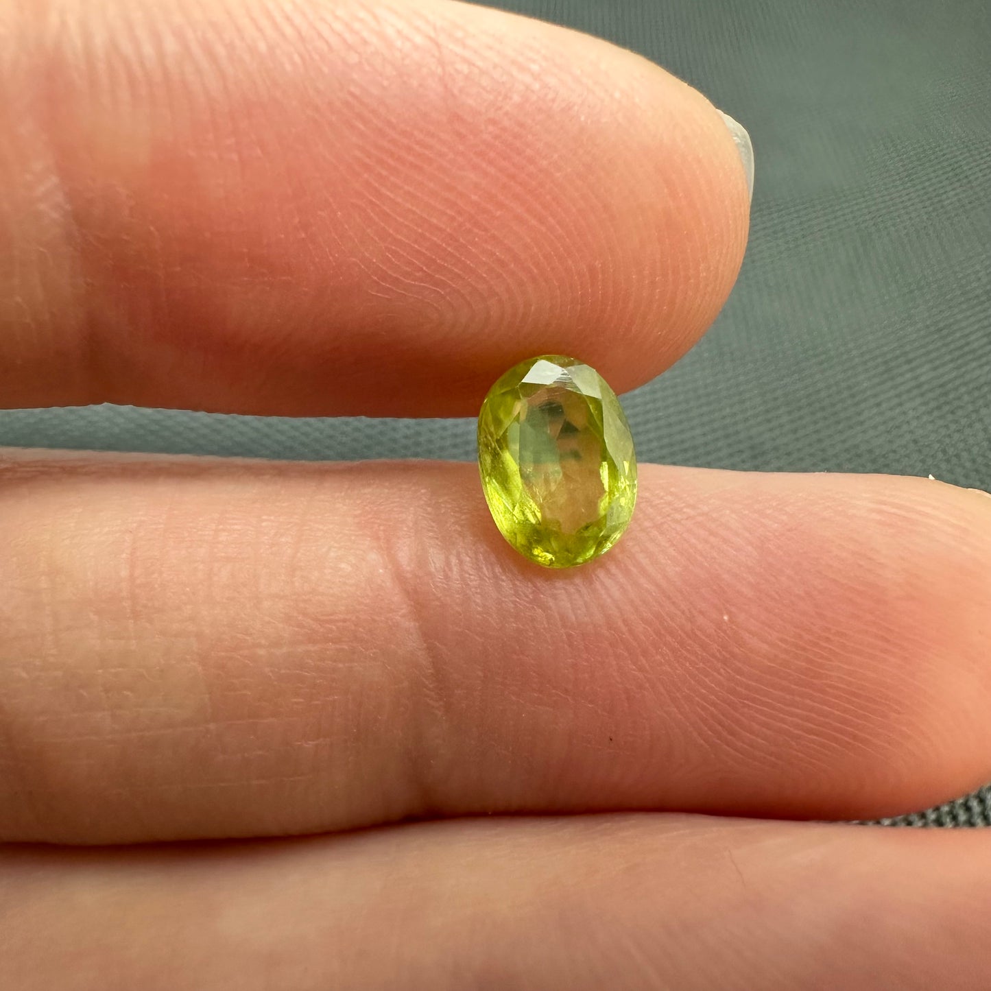 1.11 carat Yellowish Green Sphene 7.3x5.3mm Oval Cut, Natural Madagascar Sphene, Faceted Loose Vivid Green Titanite