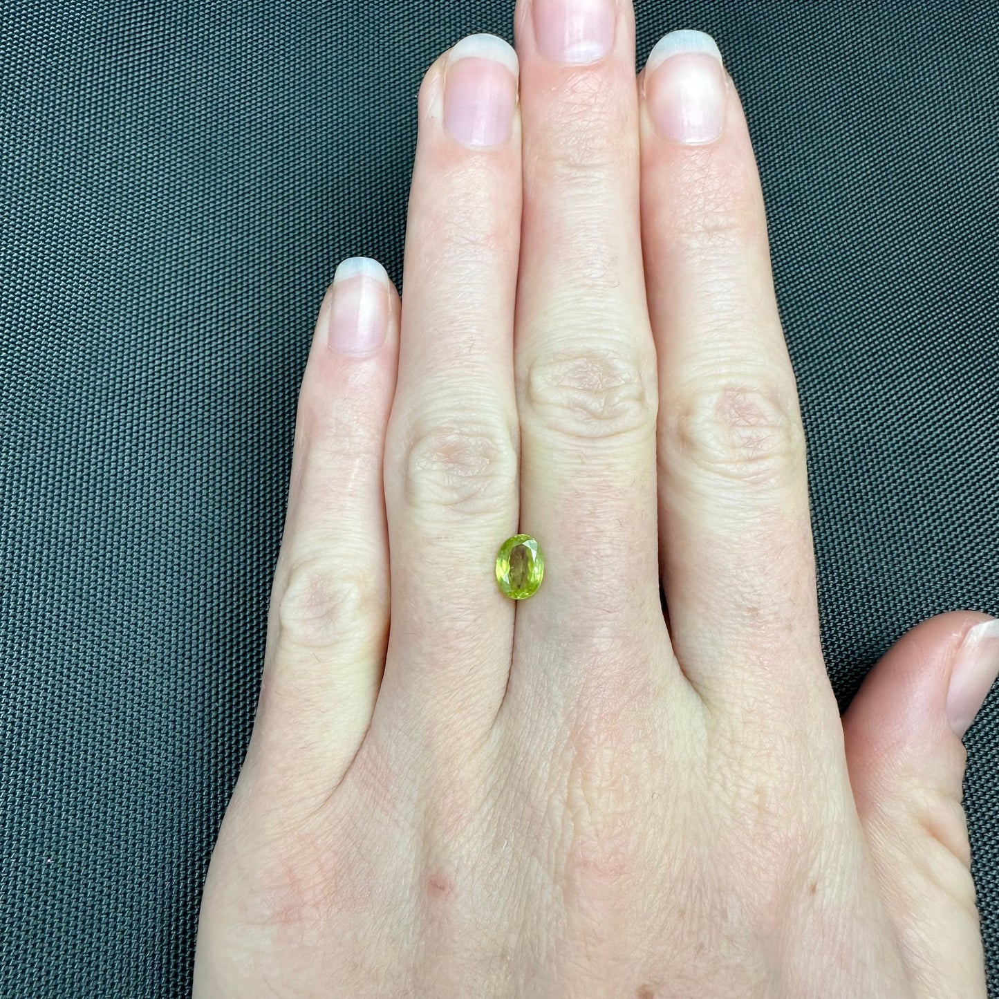 1.11 carat Yellowish Green Sphene 7.3x5.3mm Oval Cut, Natural Madagascar Sphene, Faceted Loose Vivid Green Titanite