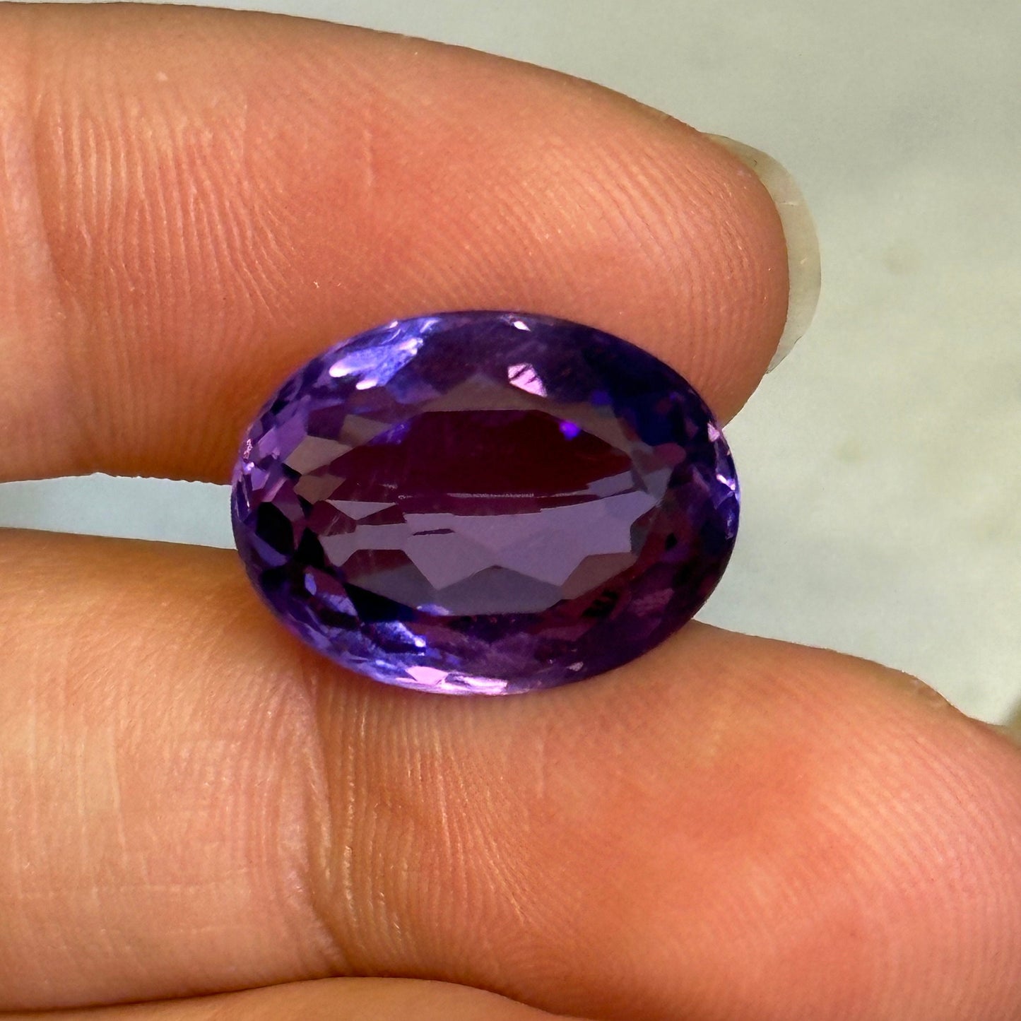 12x16mm Purple Lab Amethyst 10.72 carat, Oval Loose Gem Reclaimed/Recycled Lab Created Gemstone, Fine Scratches