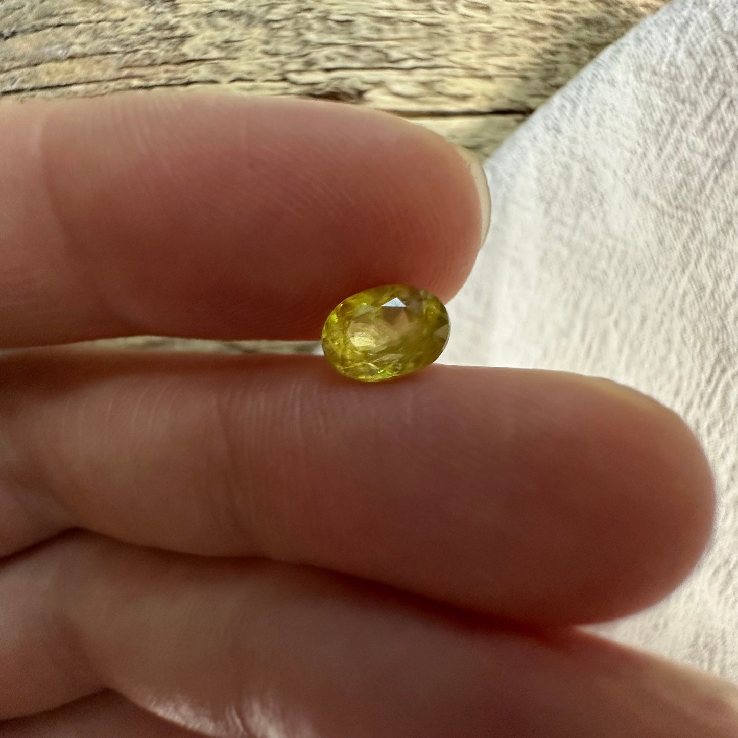 Yellow Sphene Oval Cut, 1.12 Carat Natural Light Yellow Sphene with Rainbow Flashes