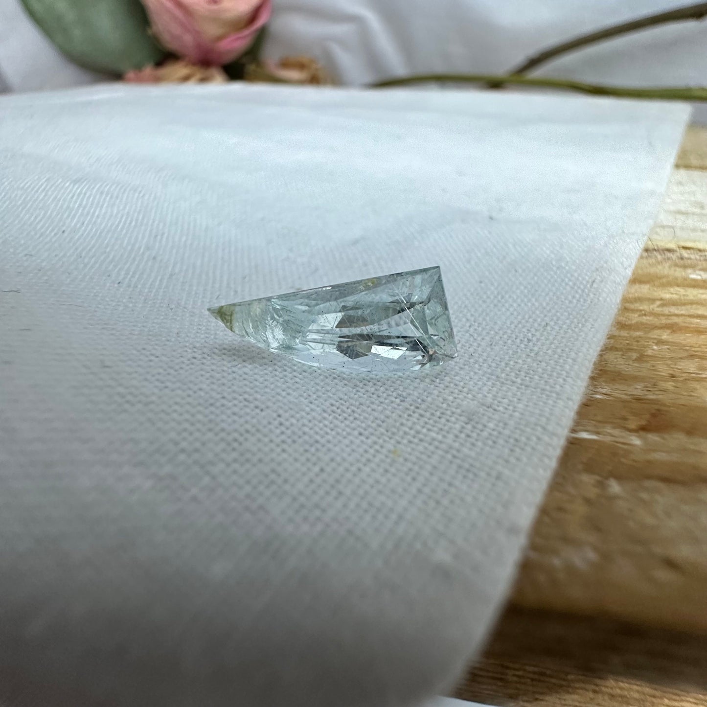 Fancy cut Aquamarine 2.49 carat 13.7x6mm Unique Cut Natural Light Aquamarine, Faceted Loose Gem, Freeform