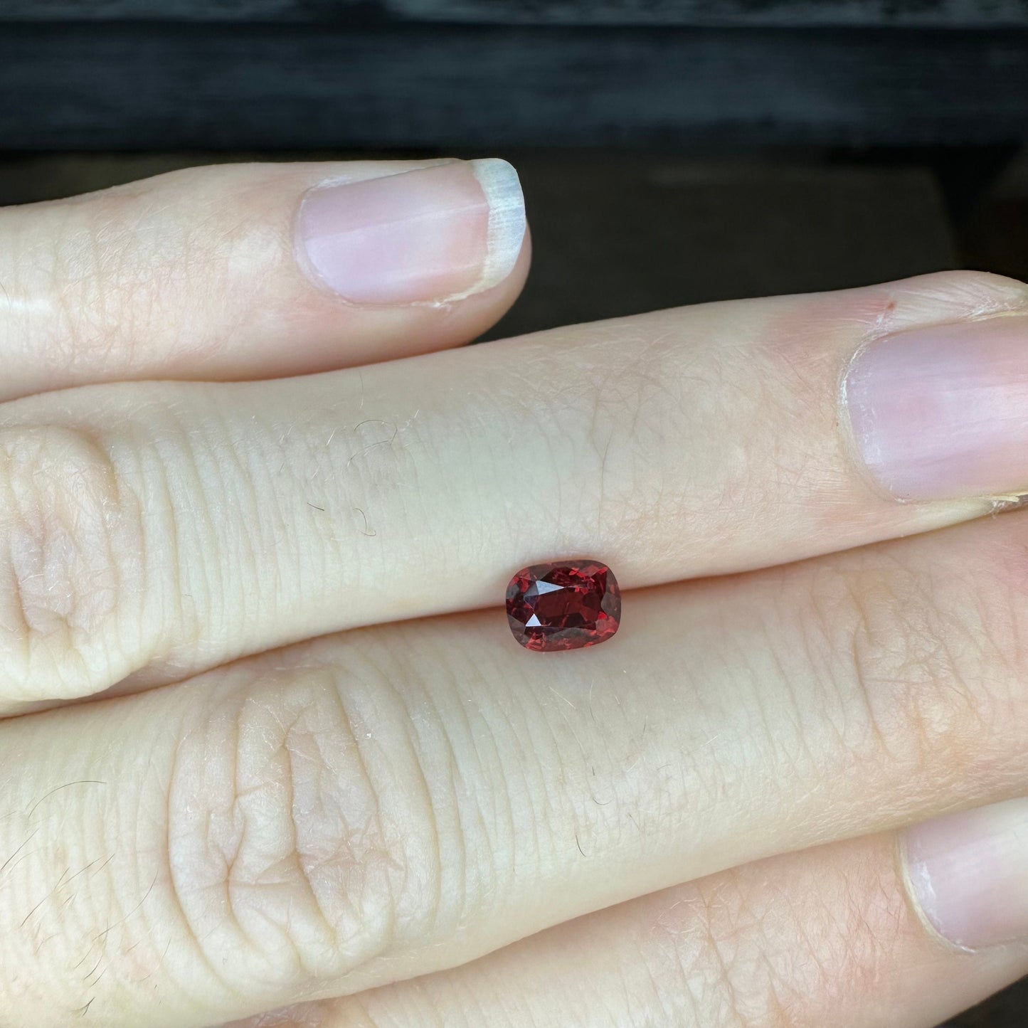 0.66 Ct  Natural Red Spinel, Faceted 5.6x4.2mm Cushion cut