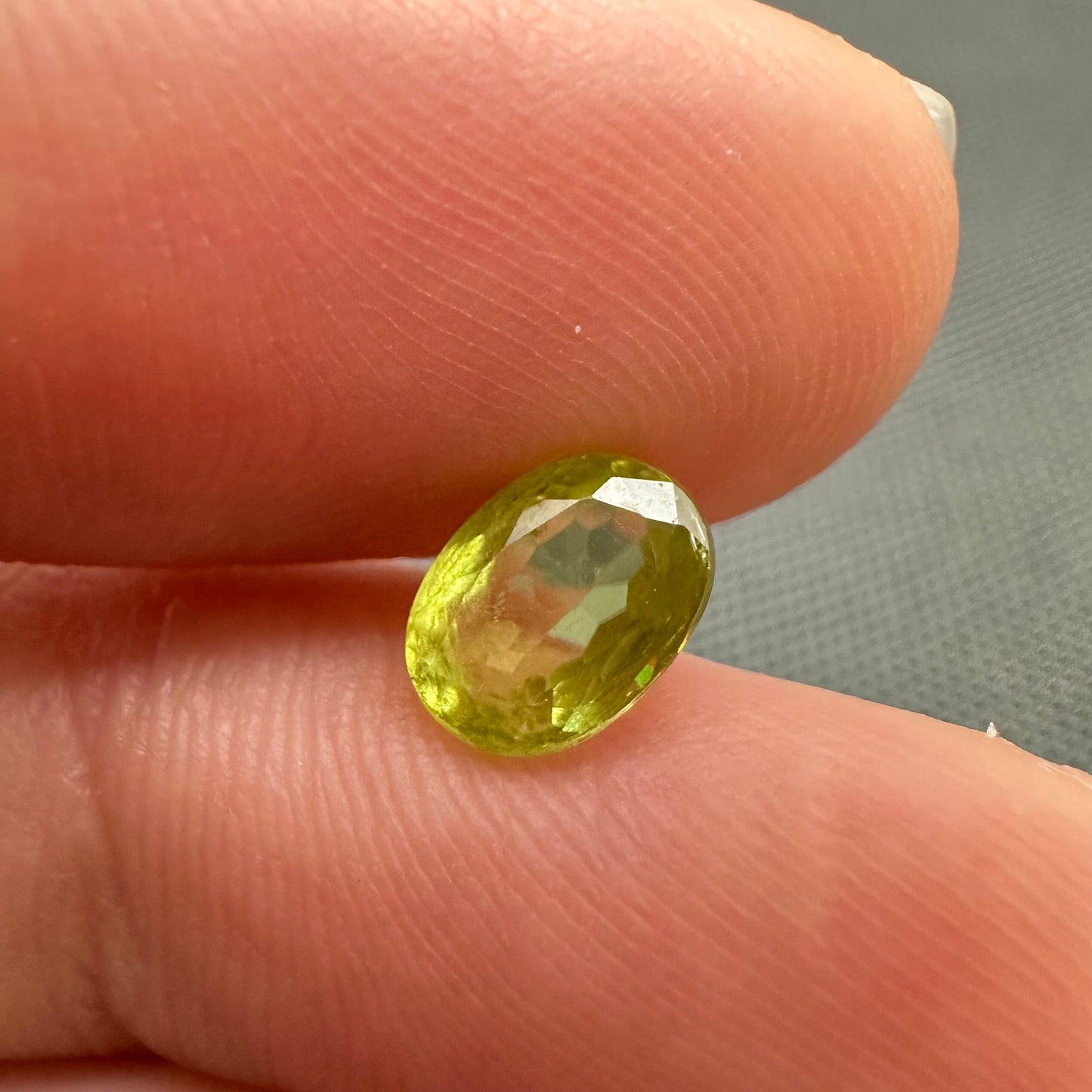 1.11 carat Yellowish Green Sphene 7.3x5.3mm Oval Cut, Natural Madagascar Sphene, Faceted Loose Vivid Green Titanite