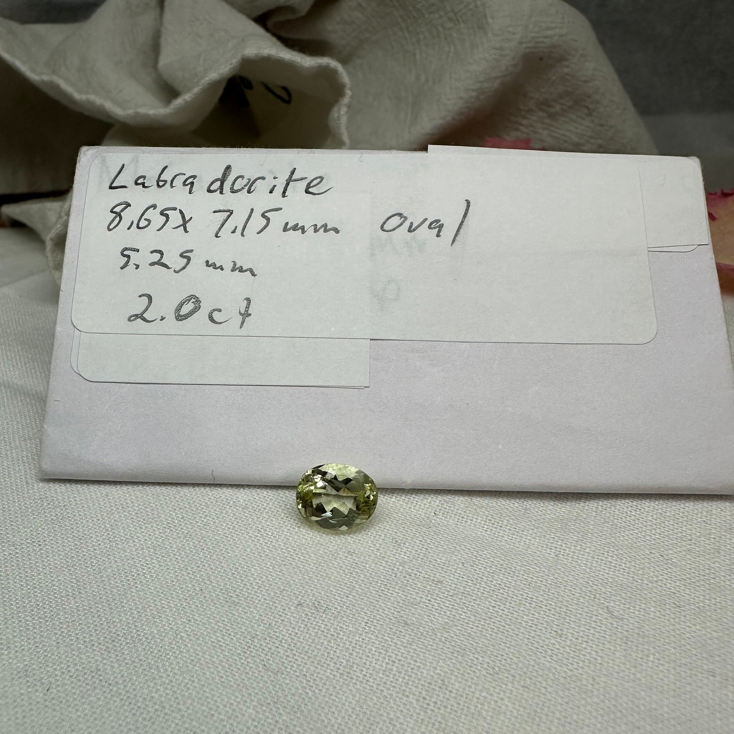 2 Carat Yellow Labradorite 8.65x7.15mm Oval