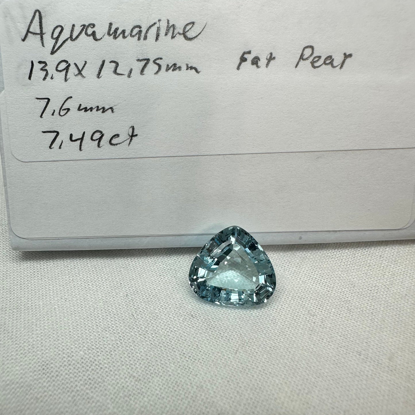 7.5 Carat Aquamarine 13.9x12.75mm Pear