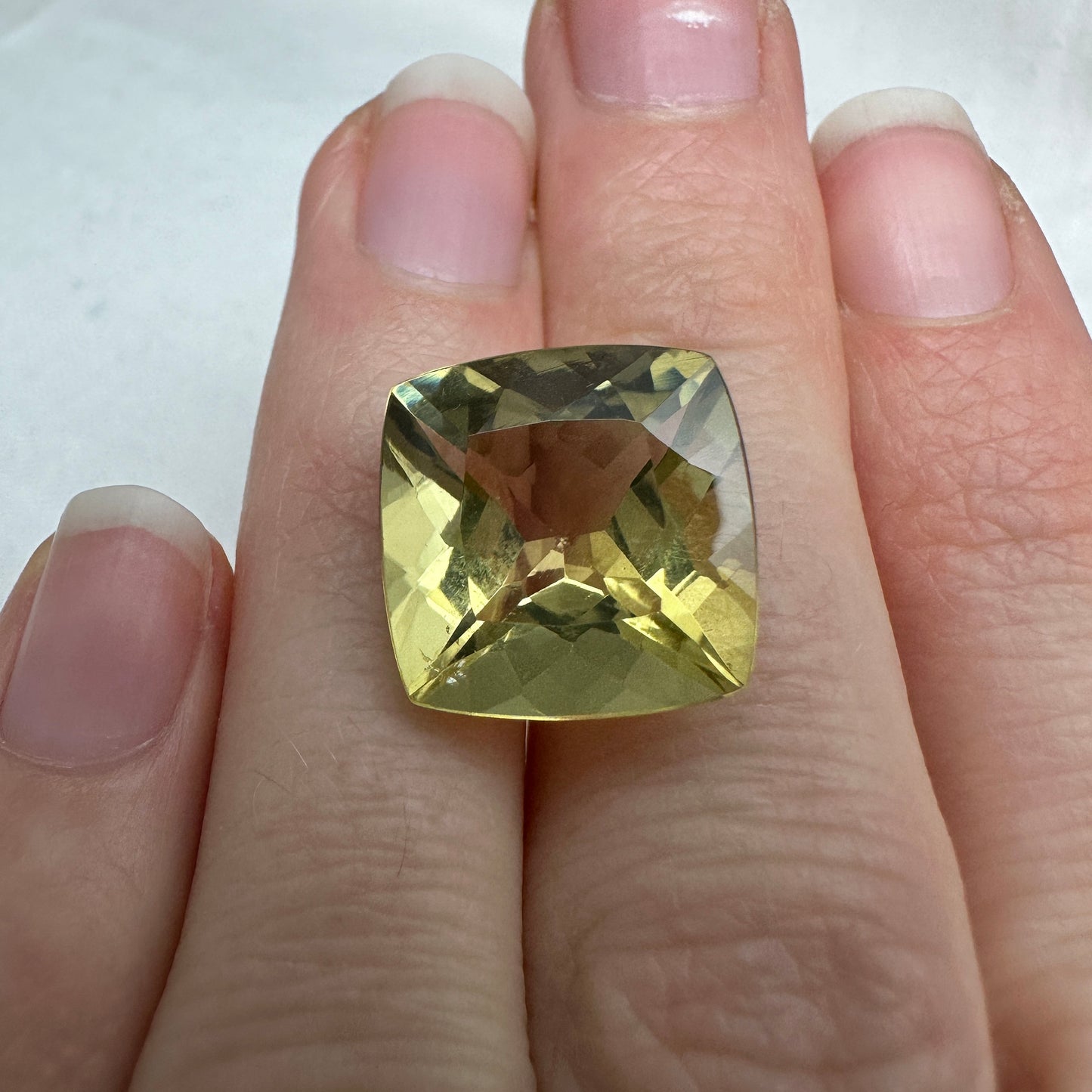 14mm Yellow Citrine Cushion Cut, 10.39 Ct Faceted Loose Yellow Quartz