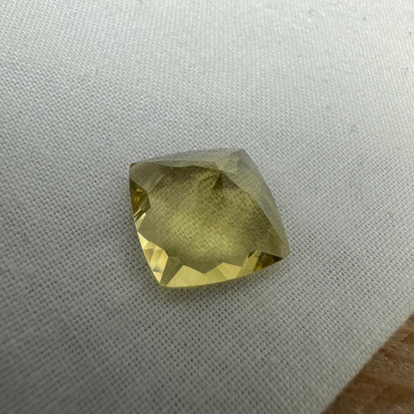 14mm Yellow Citrine Cushion Cut, 10.39 Ct Faceted Loose Yellow Quartz