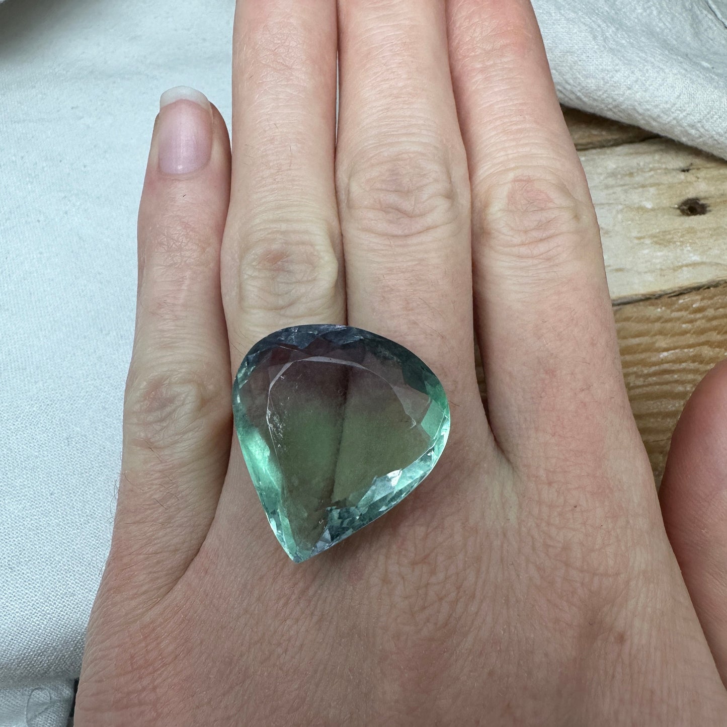 Purple & Green Fluorite 26x24mm Cut 50 Carat, Faceted Loose Bi-Color Fuorite