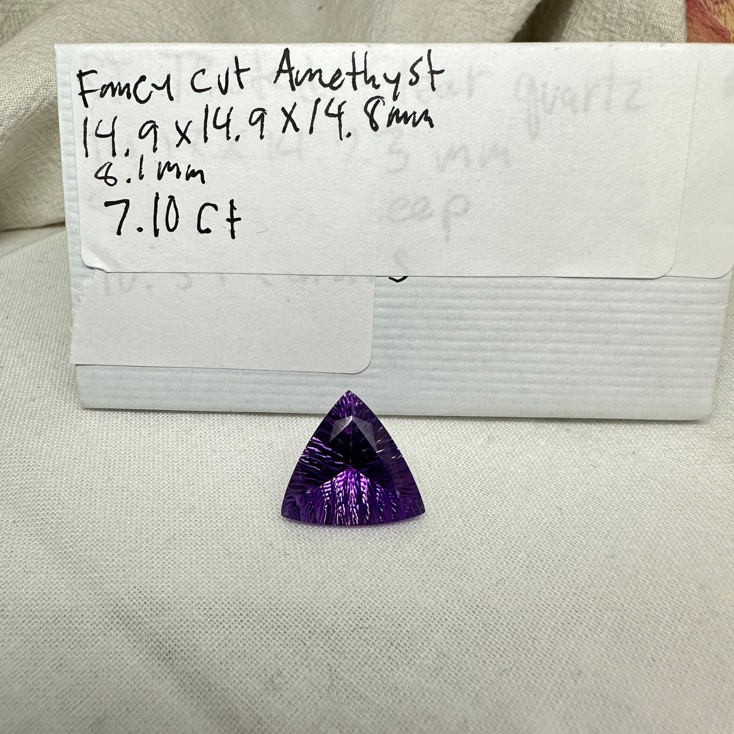 15mm Purple Amethyst 7.10 Carat Fancy Trillion Concave Cut Loose Faceted February Birthstone Gem US Seller FlowingGems