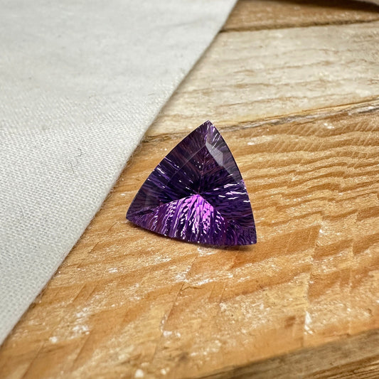 15mm Purple Amethyst 7.10 Carat Fancy Trillion Concave Cut Loose Faceted  February Birthstone Gem US Seller FlowingGems