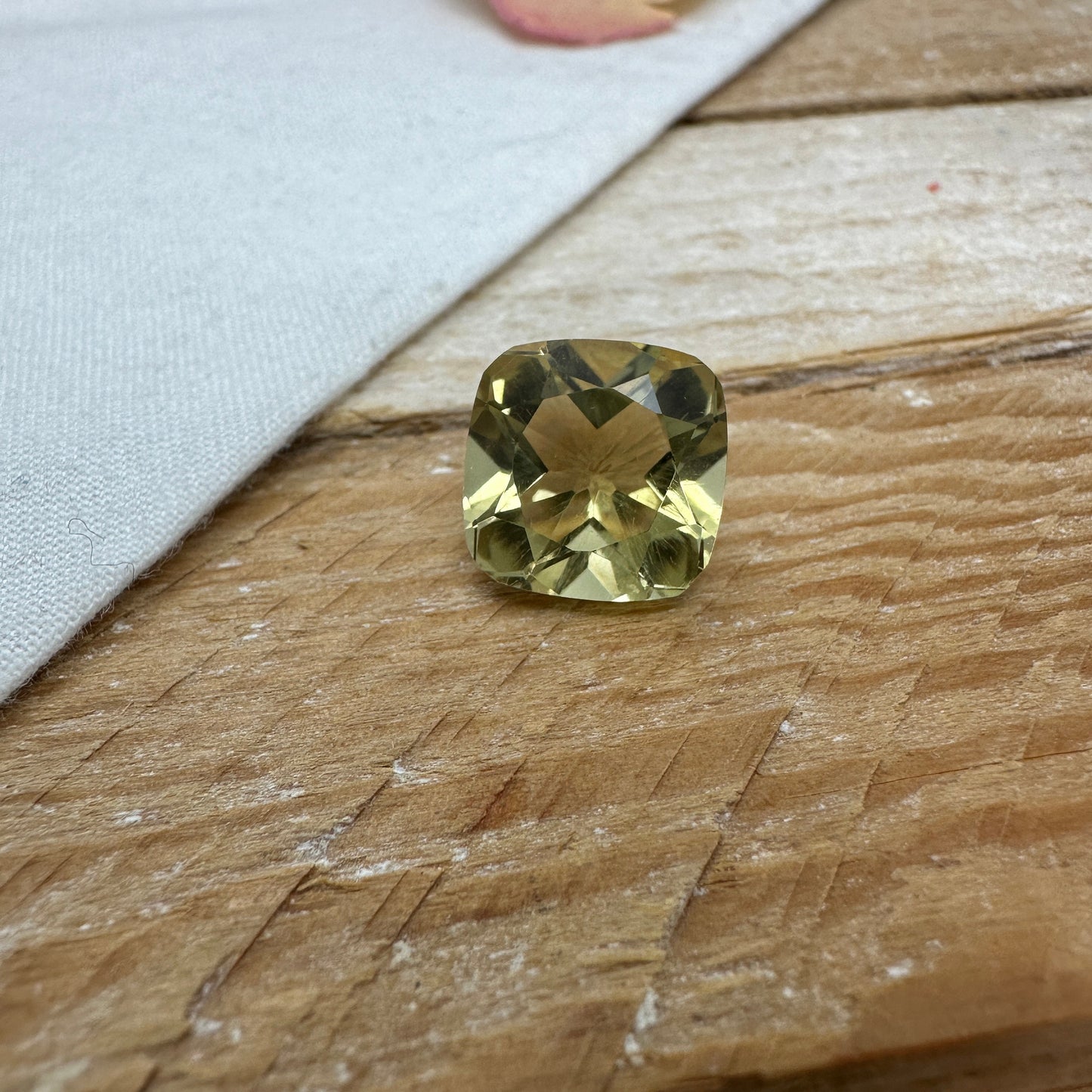12mm Yellow Citrine Cushion Cut, 7.75 Ct Faceted Loose Lemon Quartz