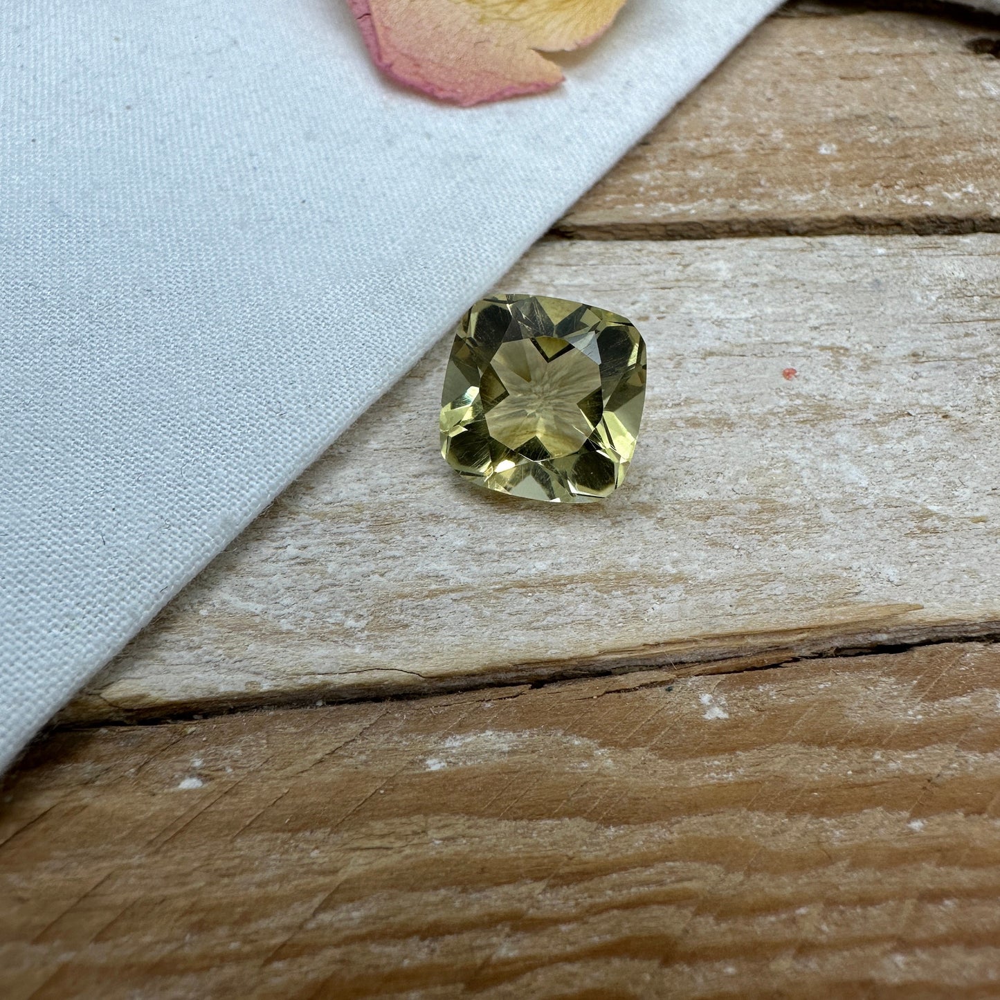 12mm Yellow Citrine Cushion Cut, 7.75 Ct Faceted Loose Lemon Quartz