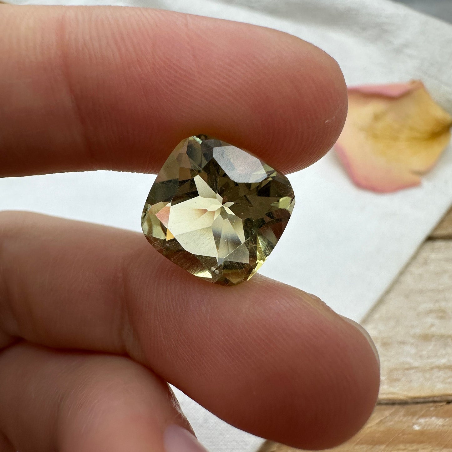 12mm Yellow Citrine Cushion Cut, 7.75 Ct Faceted Loose Lemon Quartz