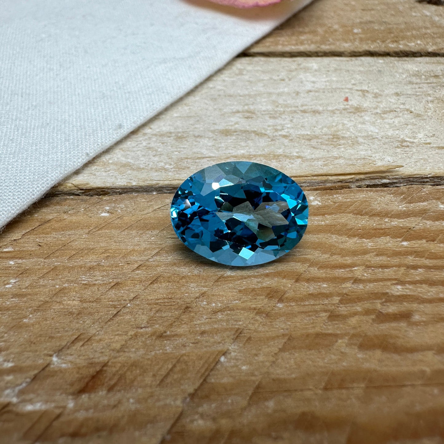 16x12mm Blue Topaz Oval Cut 10.90 Carat, Reclaimed Gems, December Birthstone