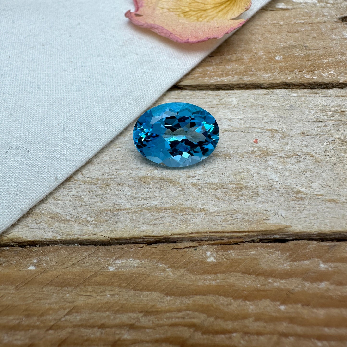 16x12mm Blue Topaz Oval Cut 10.90 Carat, Reclaimed Gems, December Birthstone