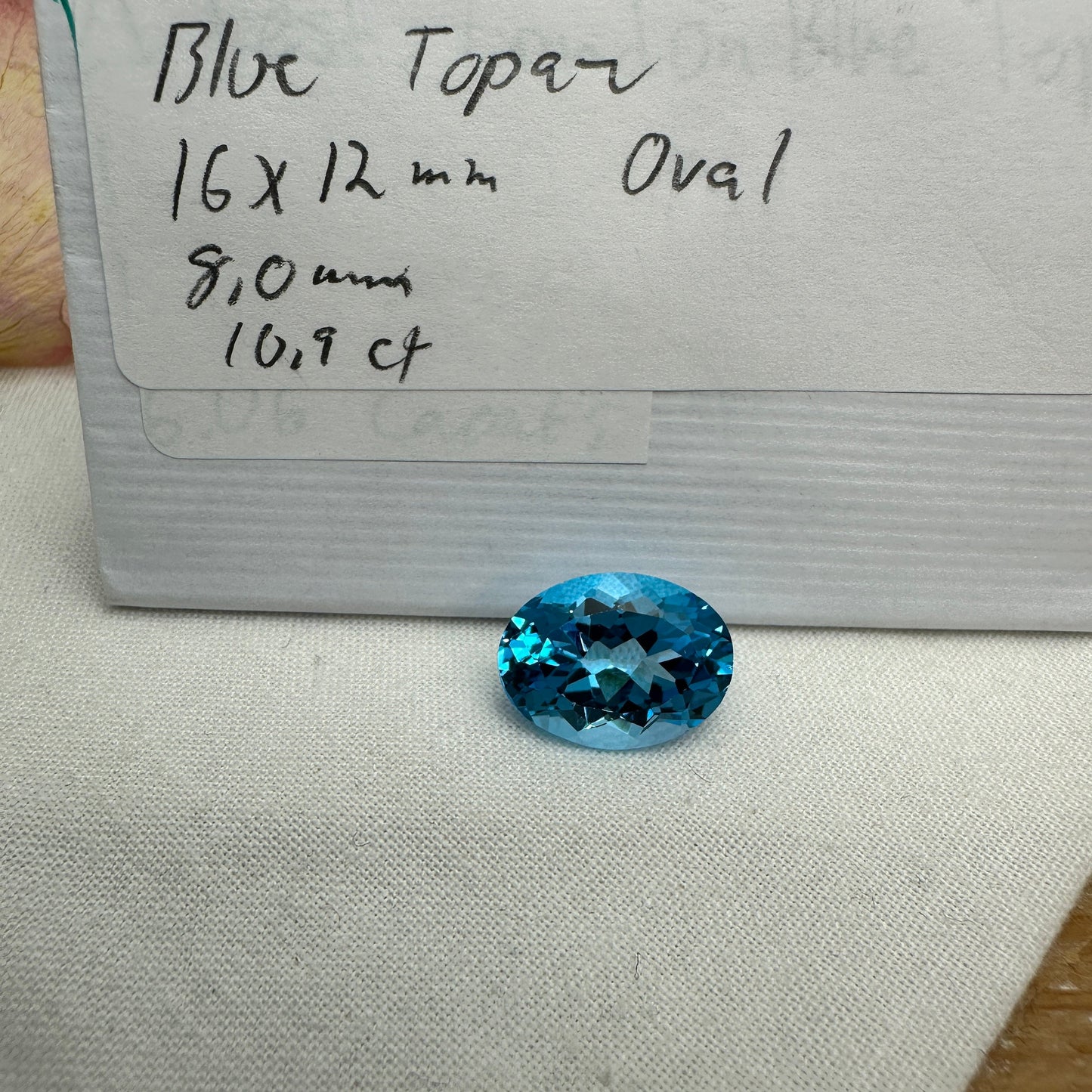 16x12mm Blue Topaz Oval Cut 10.90 Carat, Reclaimed Gems, December Birthstone