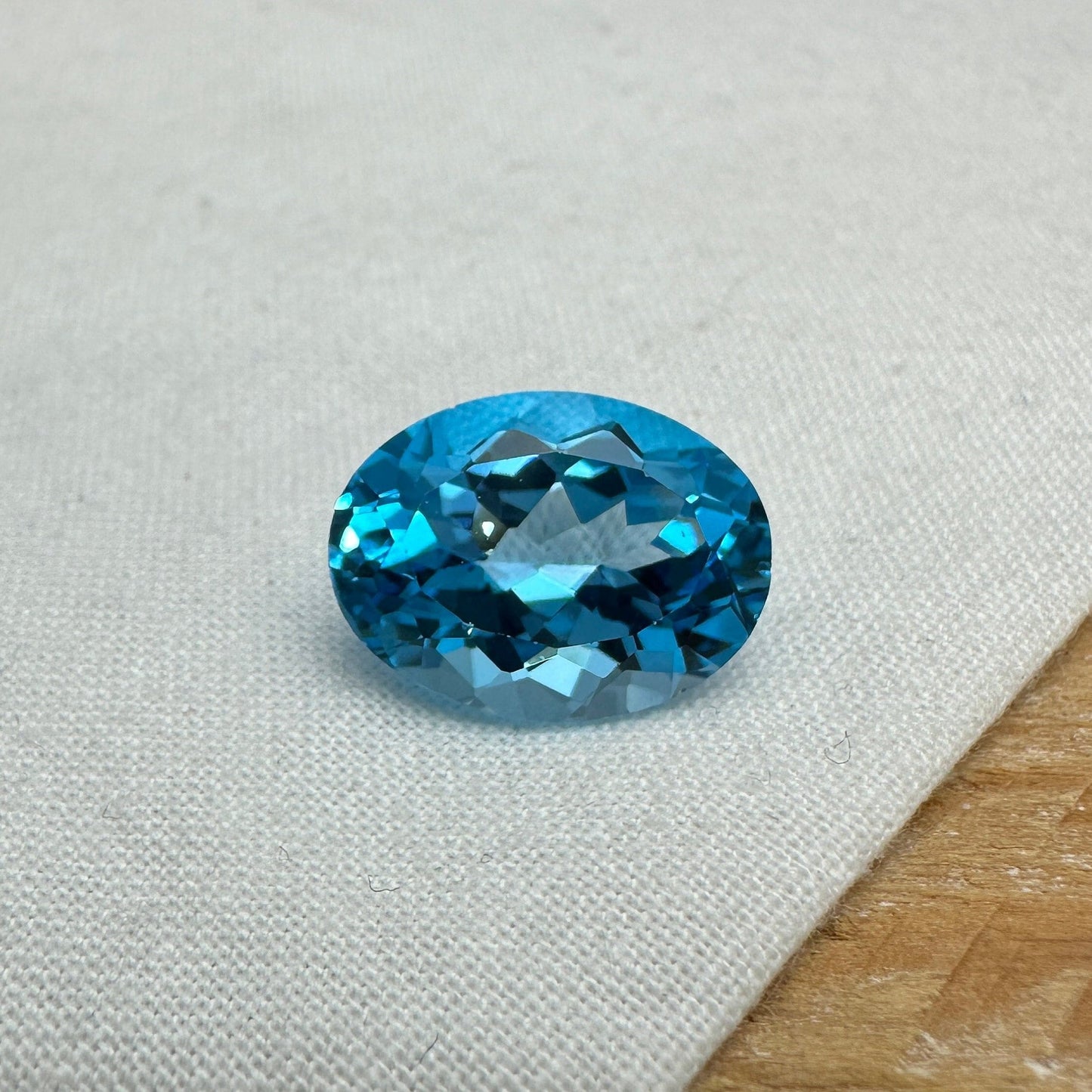 16x12mm Blue Topaz Oval Cut 10.90 Carat, Reclaimed Gems, December Birthstone