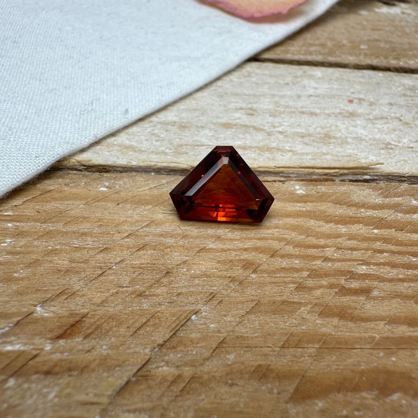 Red Orange Citrine 13.7x9.8mm 4 Carats, Fat Triangle