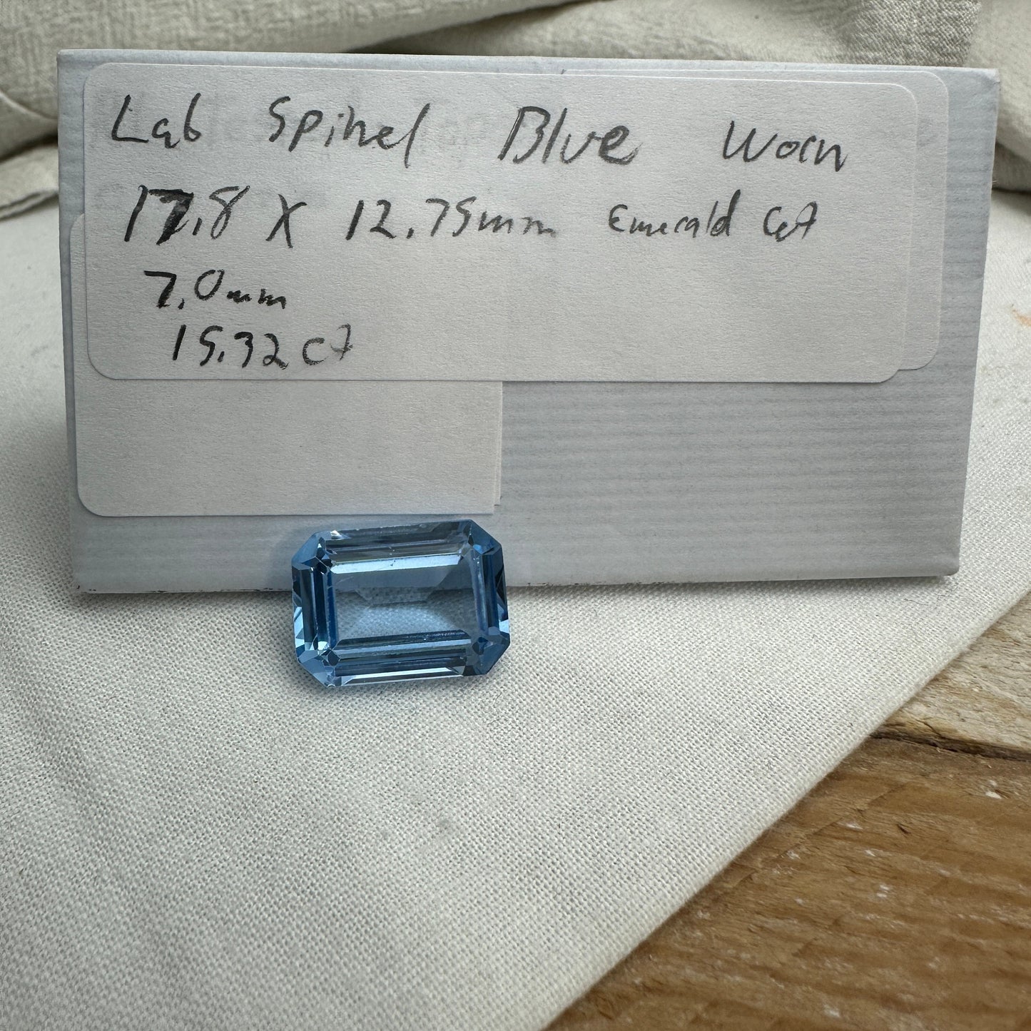 15.32 Carat Lab Spinel 17.8x12.8mm Emerald Cut, Faceted Loose Gemstone