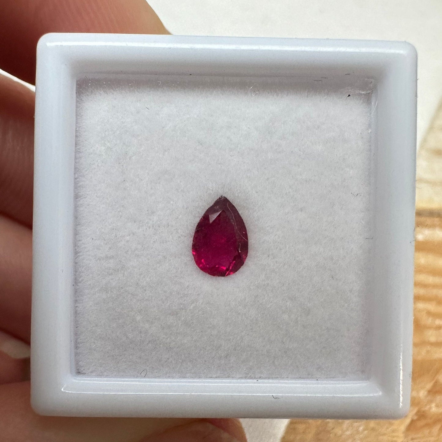 0.32 Carat Red Beryl 6.3x4.35mm Pear Cut, Rare Natural Utah Red Beryl