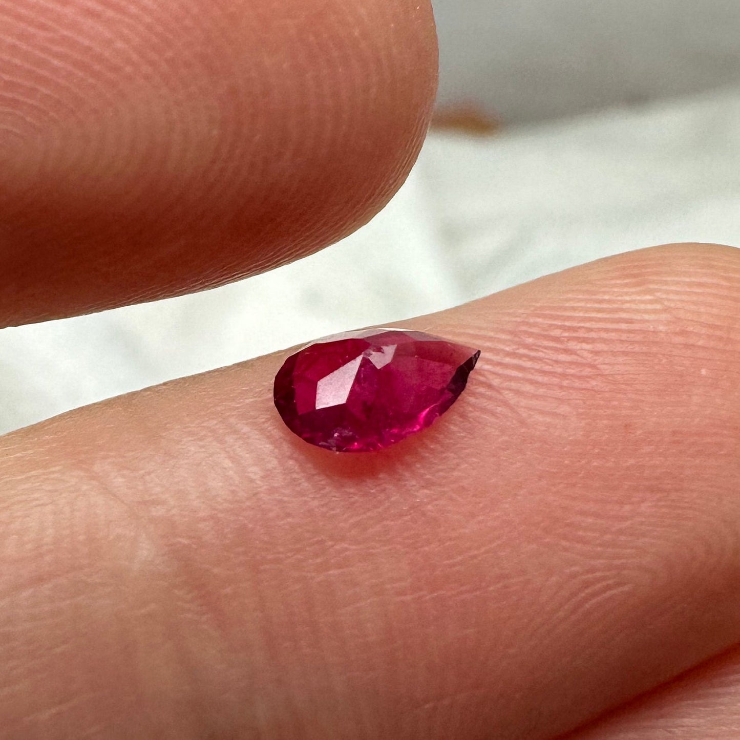 0.32 Carat Red Beryl 6.3x4.35mm Pear Cut, Rare Natural Utah Red Beryl