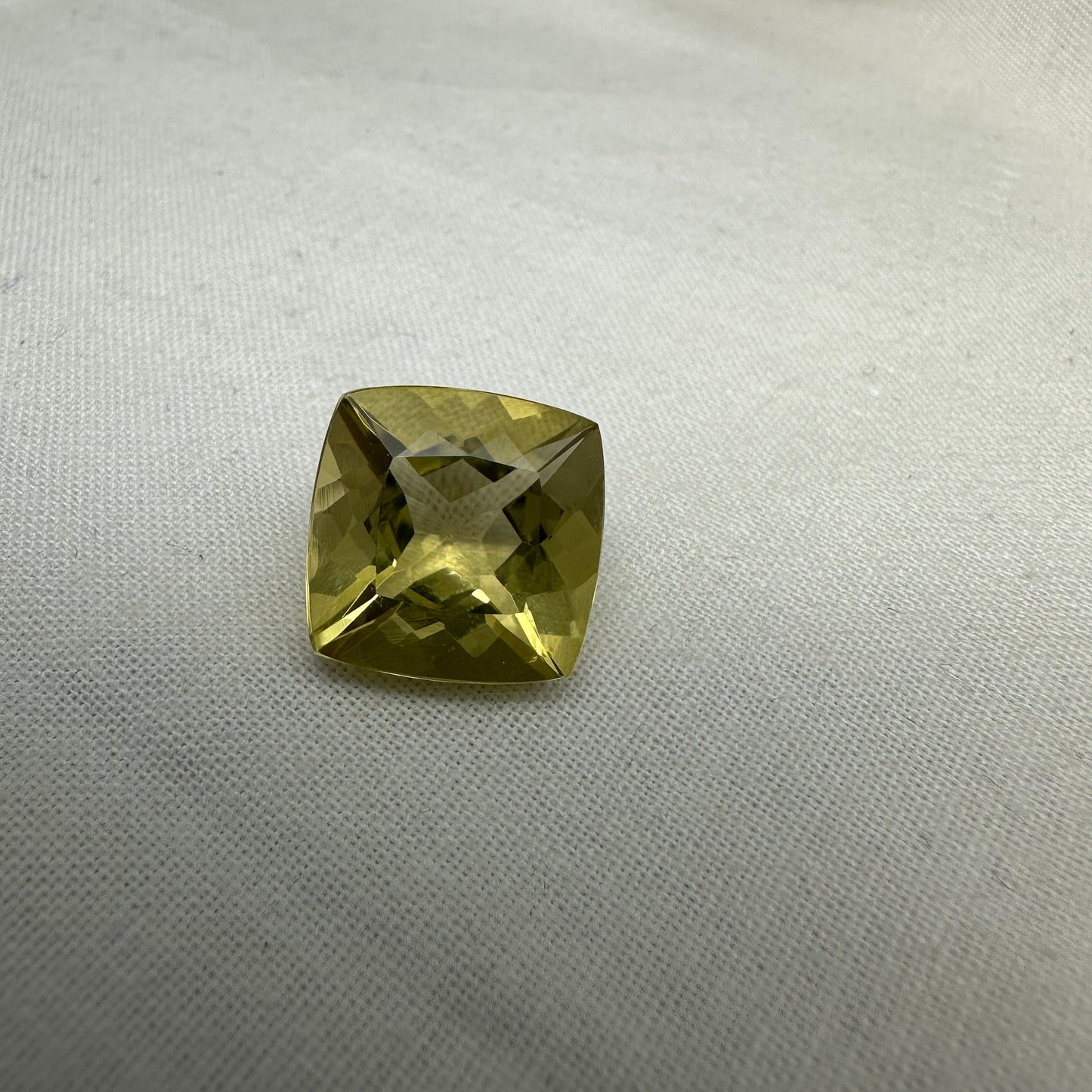 14mm Yellow Citrine Cushion Cut, 10.39 Ct Faceted Loose Yellow Quartz