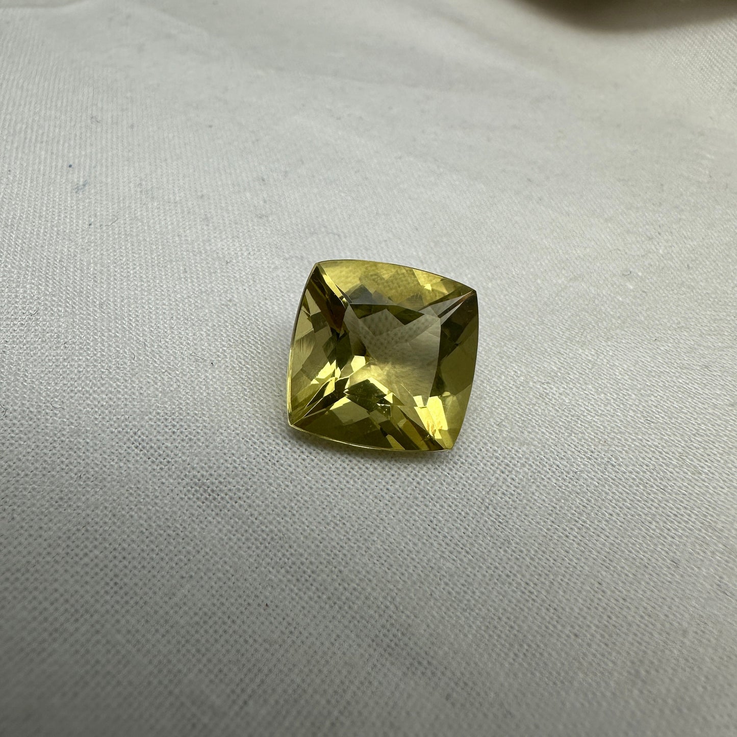 14mm Yellow Citrine Cushion Cut, 10.39 Ct Faceted Loose Yellow Quartz