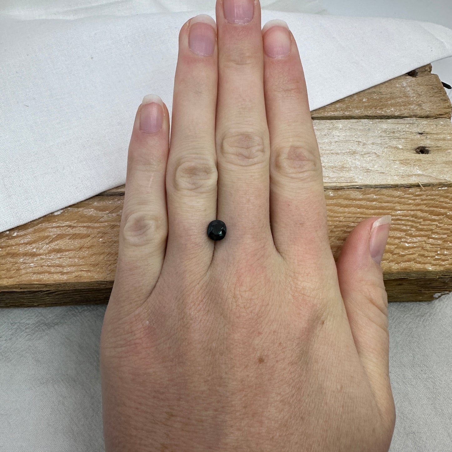 1.26 Carat Natural Blue Green  Sapphire 6.5x5.7mm Oval Cut, Dark Bluish Green Faceted Loose Heated Corundum