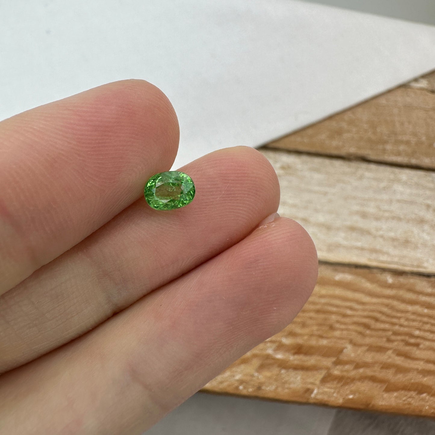 0.72 Carat Mint Green Tsavorite Garnet 5.7x4.3mm Oval Cut, Faceted Loose Gemstone
