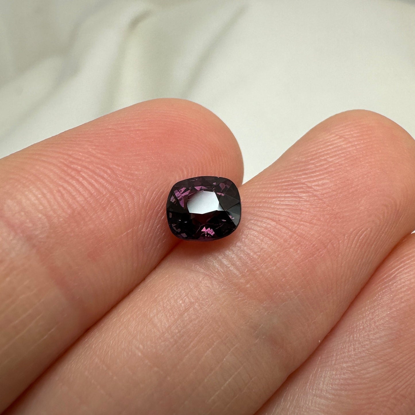 1.10 Ct Natural Purple Spinel 6x5.5mm Cushion Cut, Faceted Loose Gemstone, Dark Purple Stone, Flowing Gems
