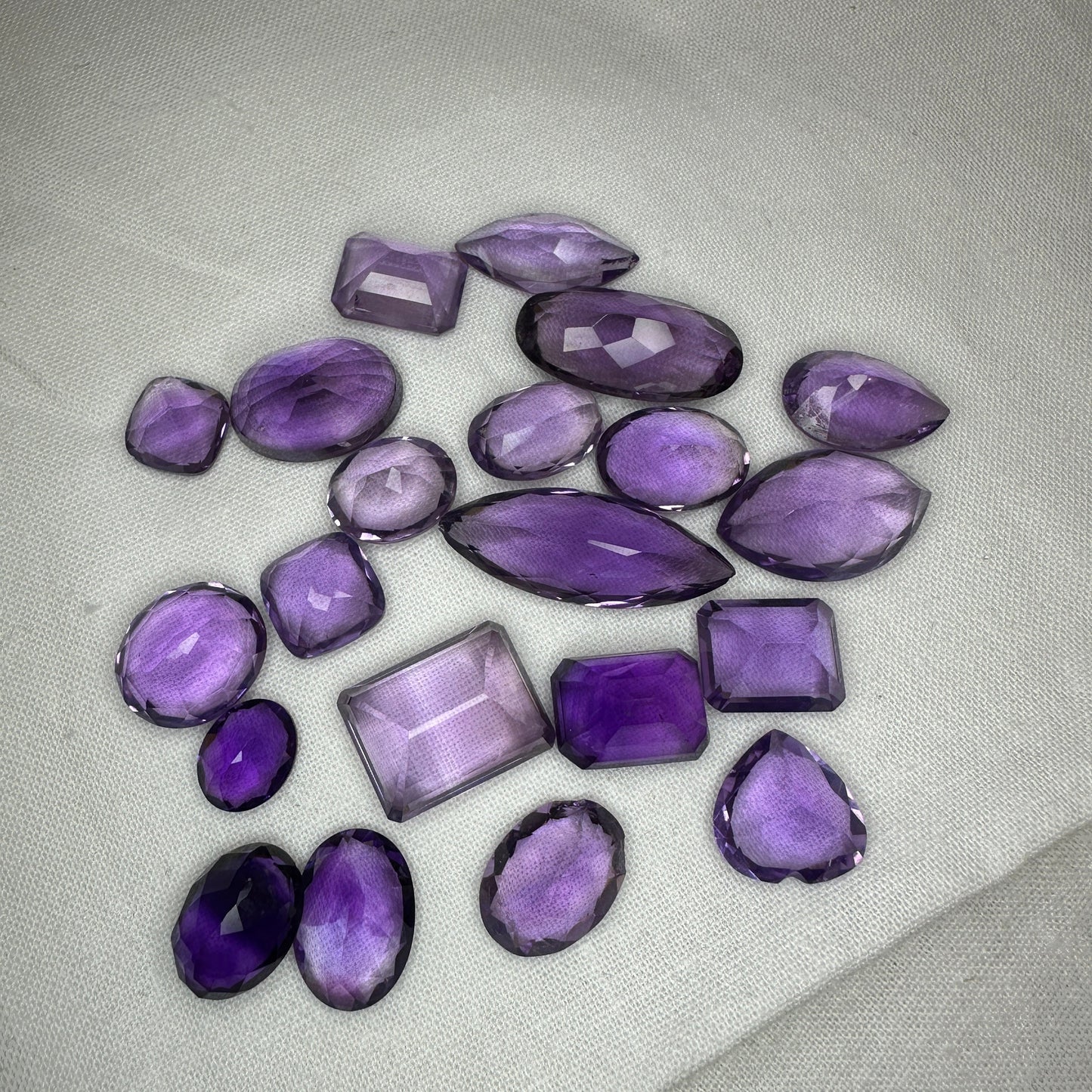 133 carat Lot of Amethyst, Discount Worn Amethyst, 21 pieces, Faceted, Recycled, Chipped, Preformed Facet Rough