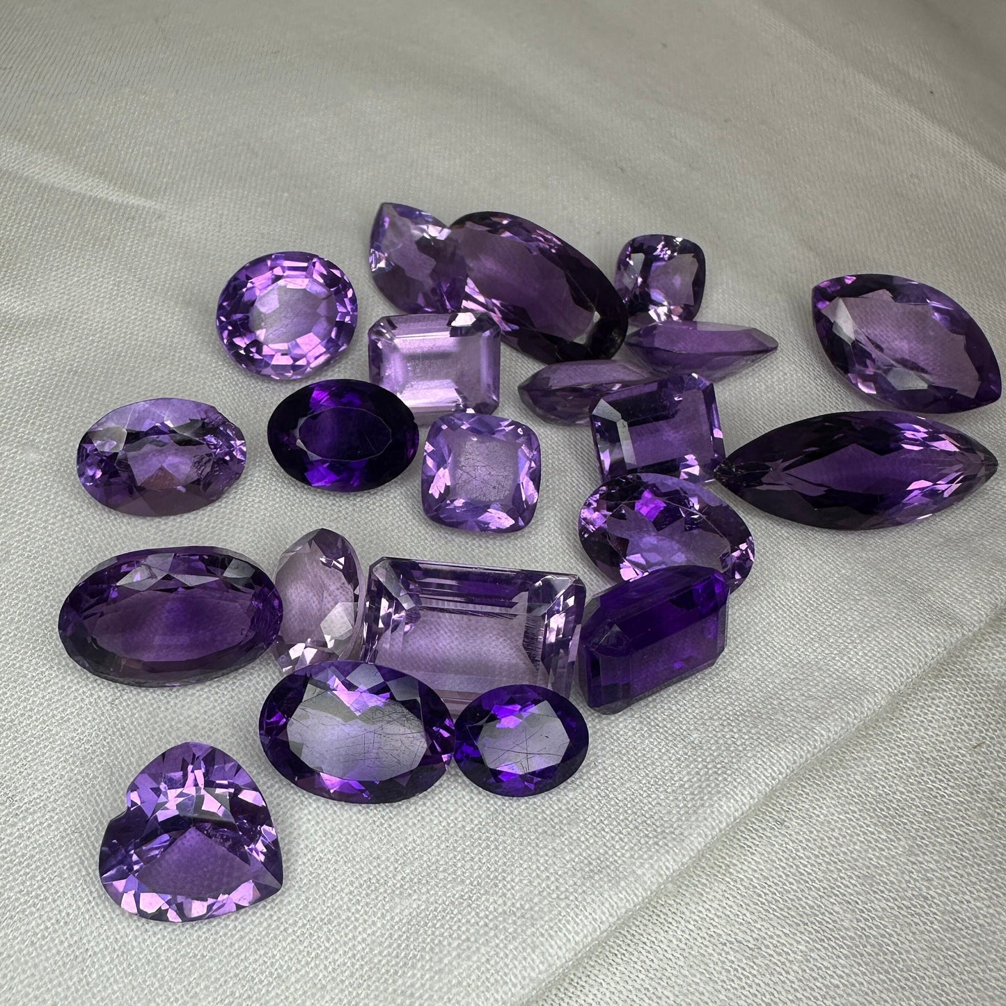 133 carat Lot of Amethyst, Discount Worn Amethyst, 21 pieces, Faceted, Recycled, Chipped, Preformed Facet Rough