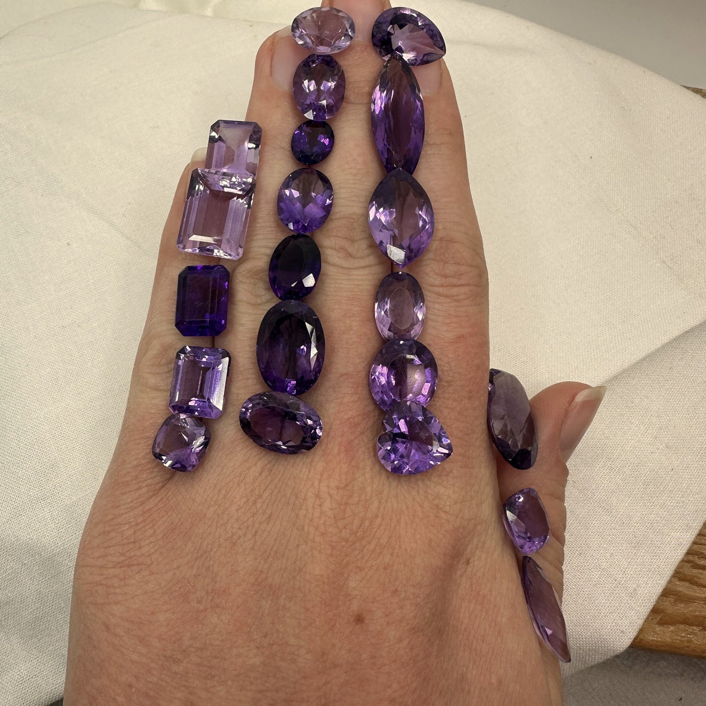 133 carat Lot of Amethyst, Discount Worn Amethyst, 21 pieces, Faceted, Recycled, Chipped, Preformed Facet Rough