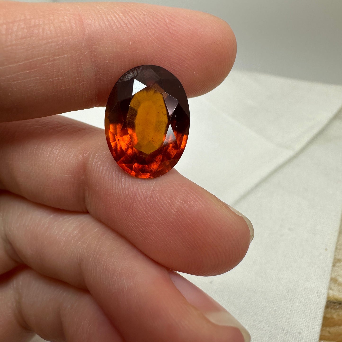 16x12mm Natural Orange Hessonite Garnet 11.65 carat Oval Faceted Loose Gemstone, Red Orange Grossular Garnet