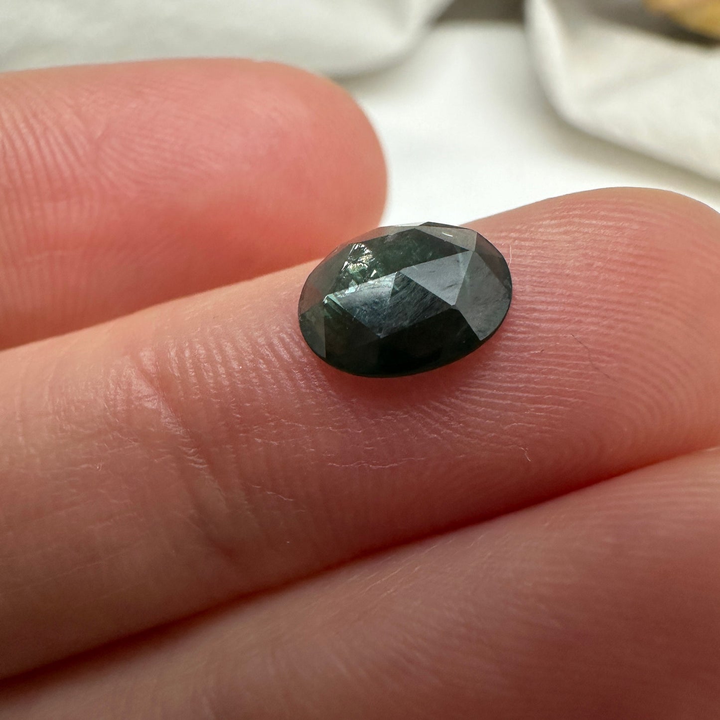 1.12 Ct Natural Blue Green Sapphire Rose cut, 8x6.6mm Oval, Green Blue Sapphire, Faceted Loose Gemstone Unmounted Gem
