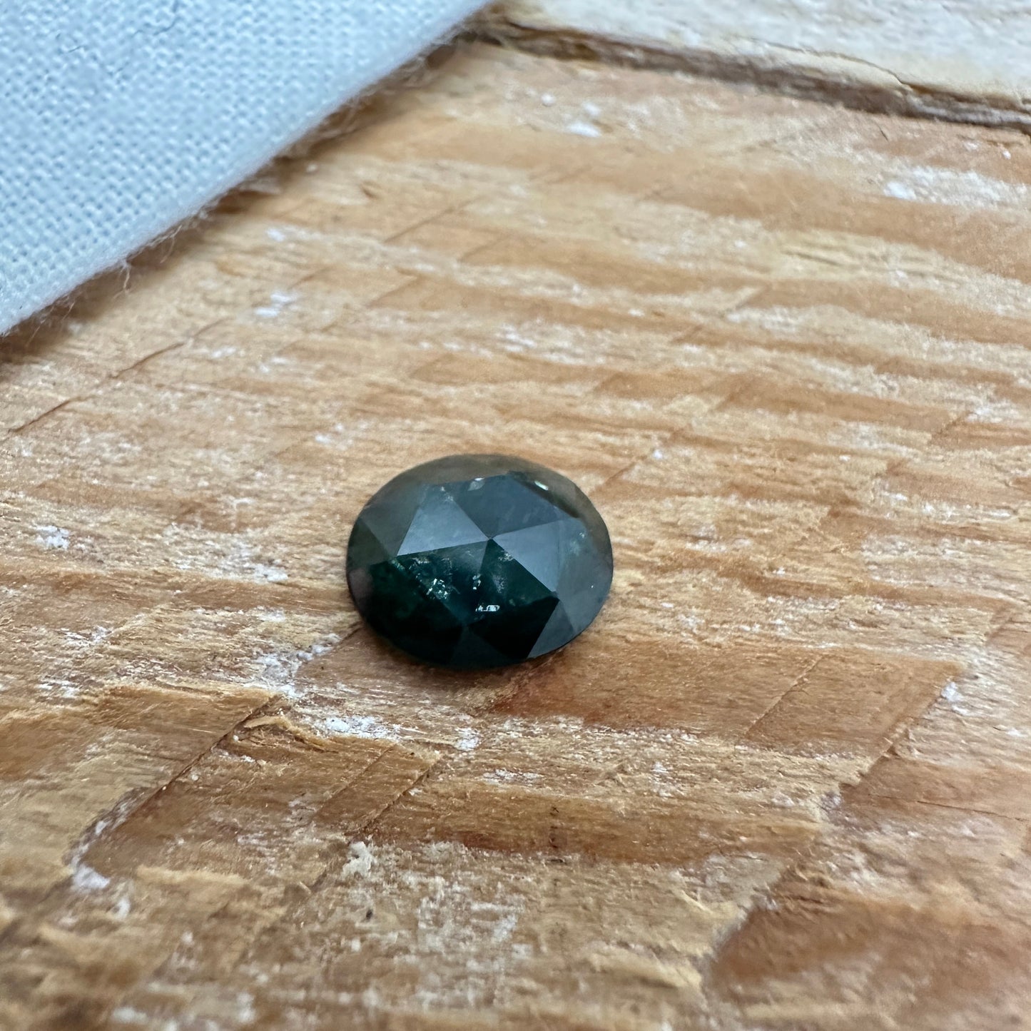 1.12 Ct Natural Blue Green Sapphire Rose cut, 8x6.6mm Oval, Green Blue Sapphire, Faceted Loose Gemstone Unmounted Gem