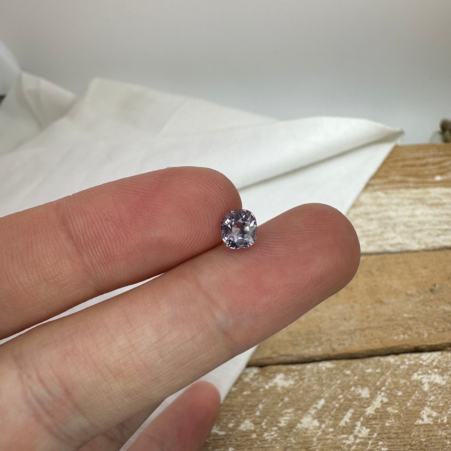 0.89 Ct Natural Purple Spinel 5.5x5mm Cushion Cut Faceted Loose Gemstone, Grayish Purple Stone