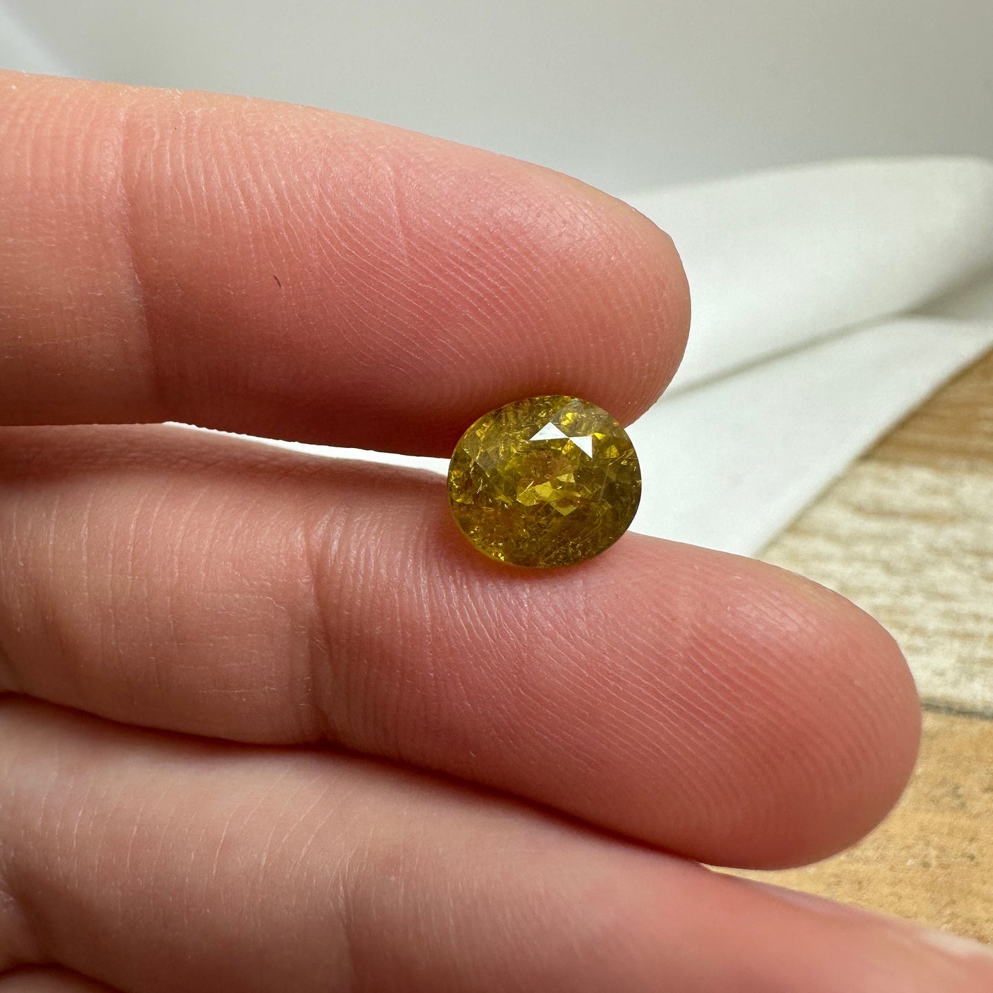 Natural Grossular Andradite Garnet 2.99 carat 8.3x7.3mm Oval Faceted Loose Gem, Yellow Garnet