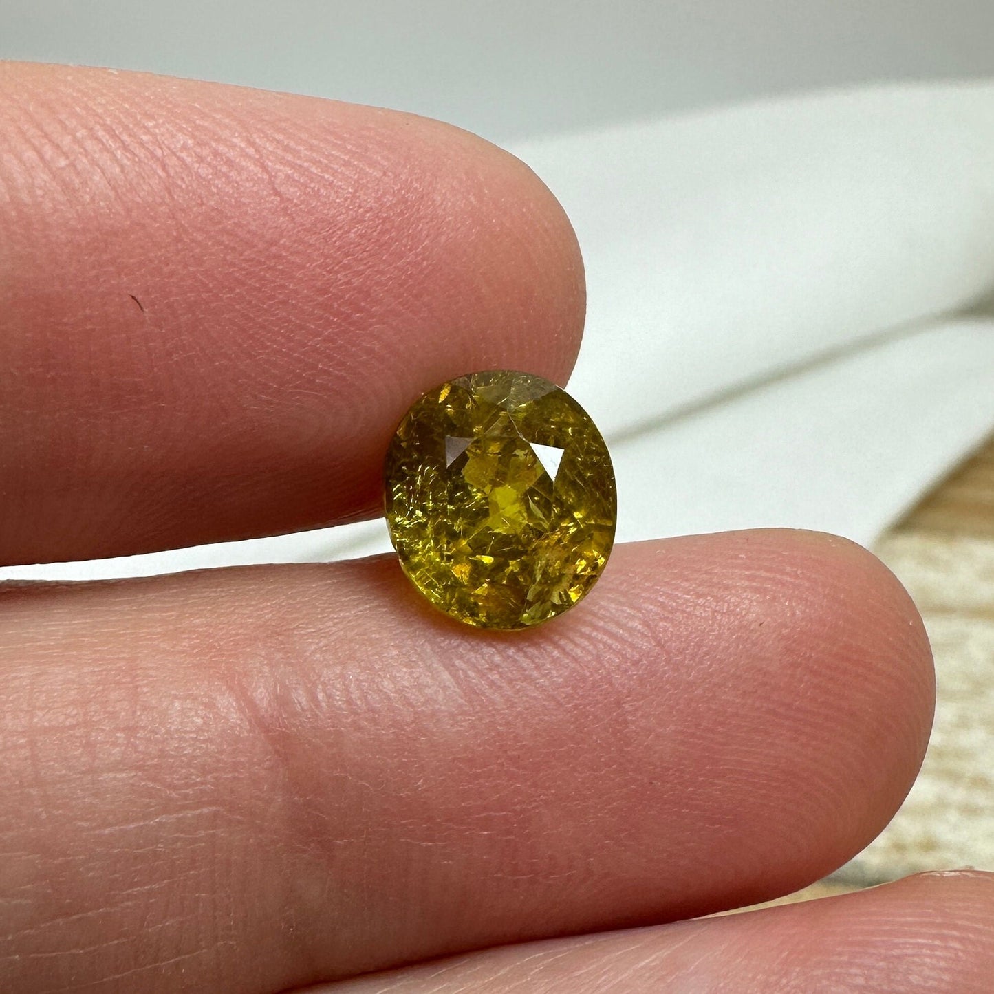 Natural Grossular Andradite Garnet 2.99 carat 8.3x7.3mm Oval Faceted Loose Gem, Yellow Garnet
