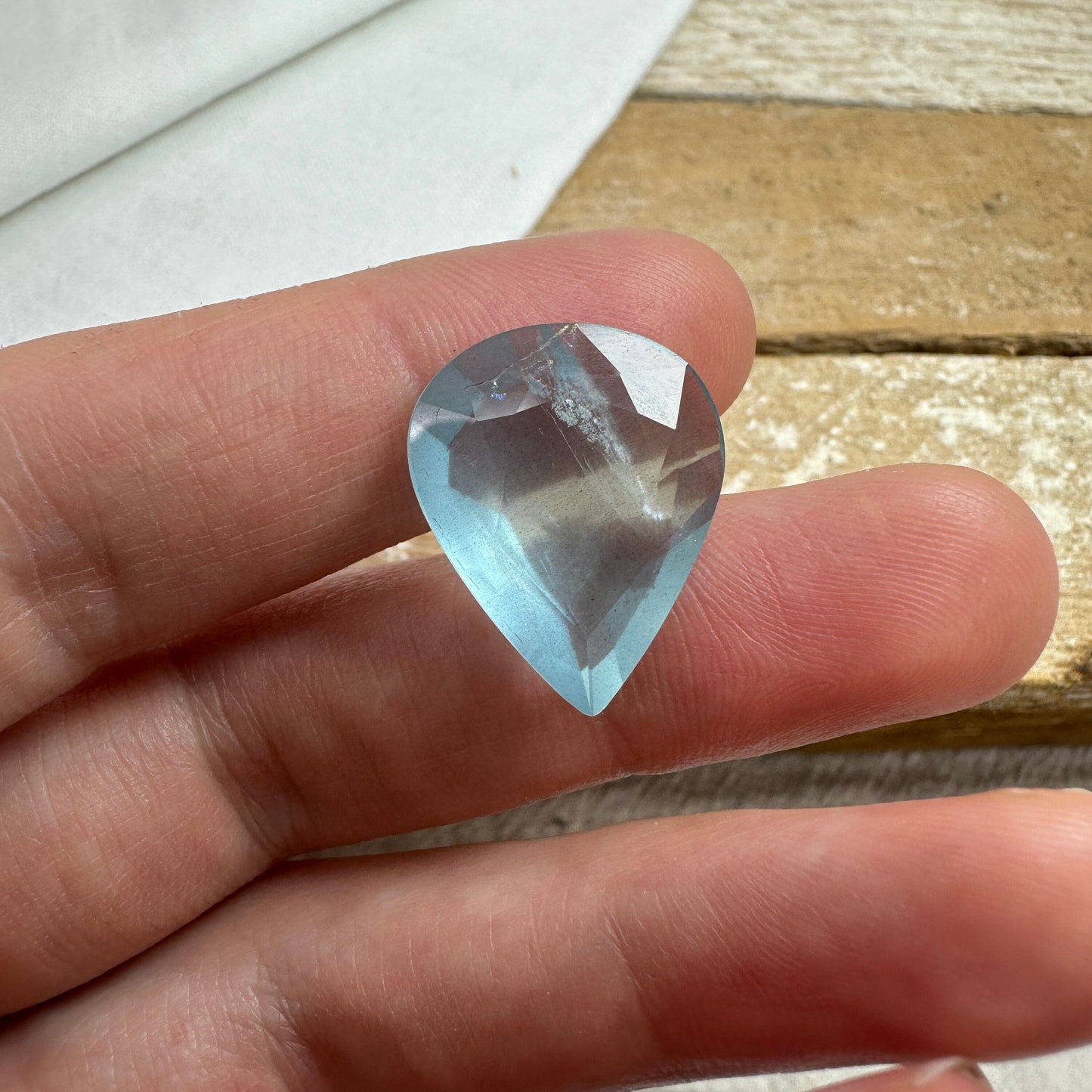 11.67 carat Aquamarine Approx. 21x17mm Fat Pear Cut, Natural Included, Blue Aquamarine, Faceted Loose Gem, Shallow cut Gem