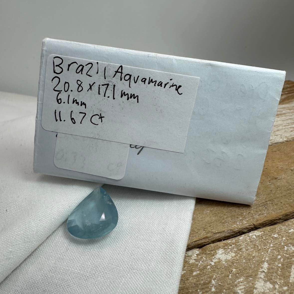 11.67 carat Aquamarine Approx. 21x17mm Fat Pear Cut, Natural Included, Blue Aquamarine, Faceted Loose Gem, Shallow cut Gem