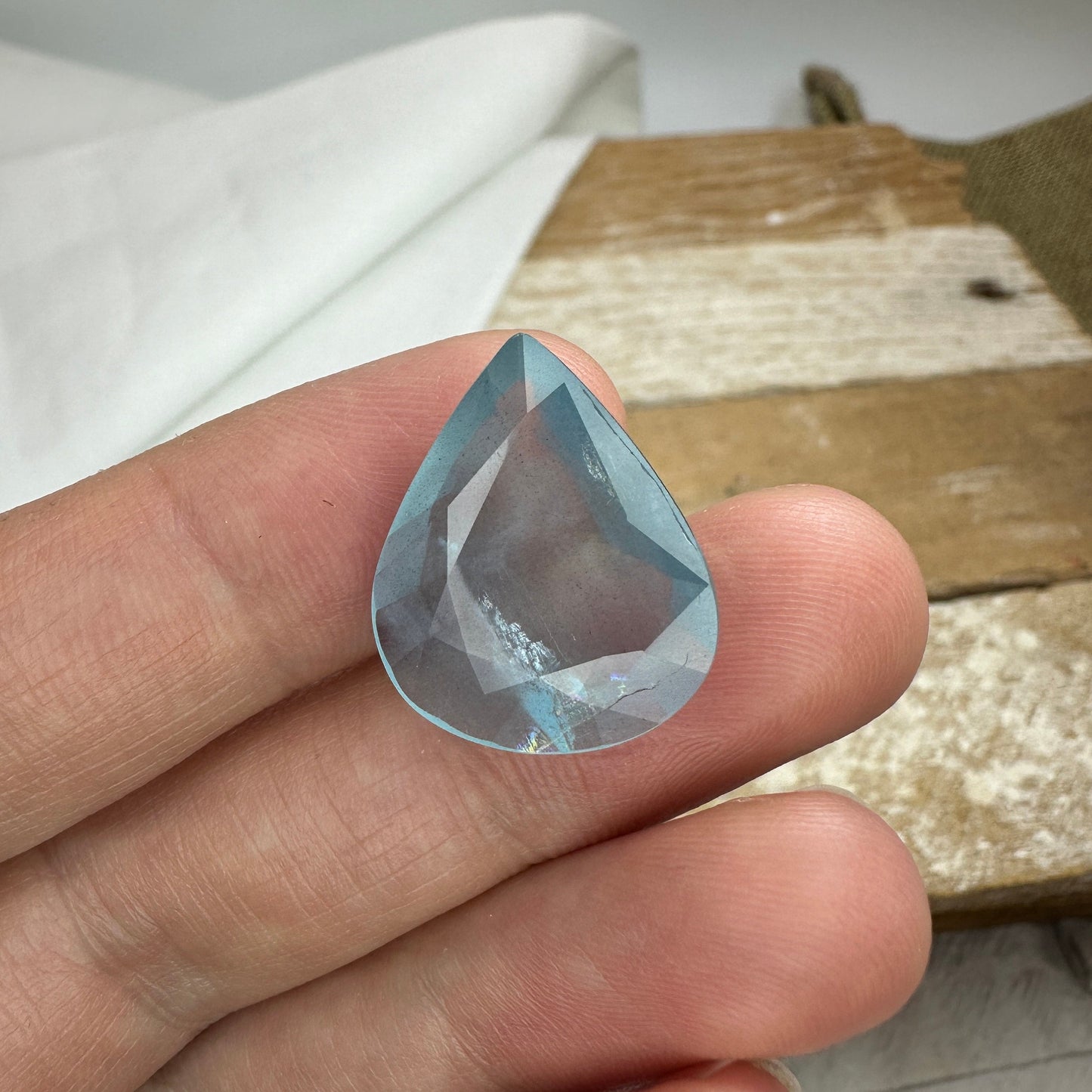11.67 carat Aquamarine Approx. 21x17mm Fat Pear Cut, Natural Included, Blue Aquamarine, Faceted Loose Gem, Shallow cut Gem