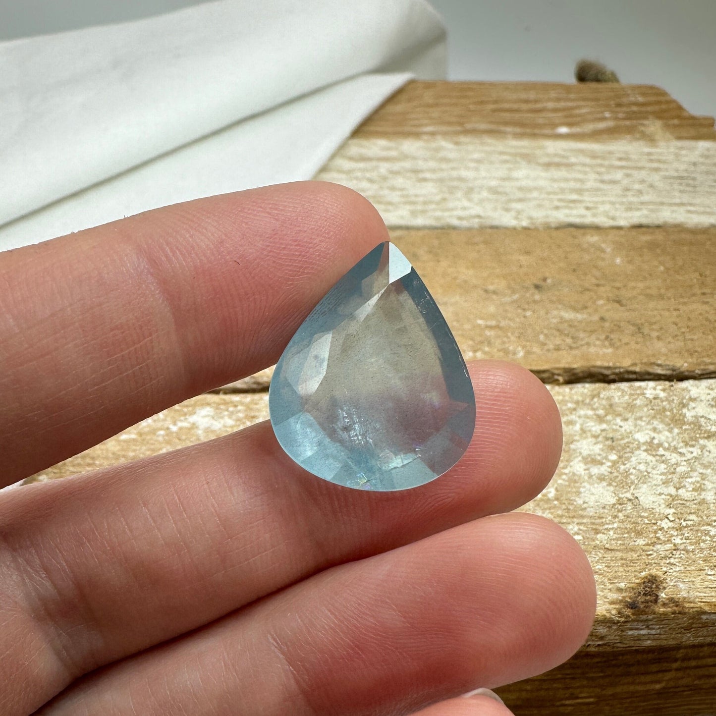 11.67 carat Aquamarine Approx. 21x17mm Fat Pear Cut, Natural Included, Blue Aquamarine, Faceted Loose Gem, Shallow cut Gem