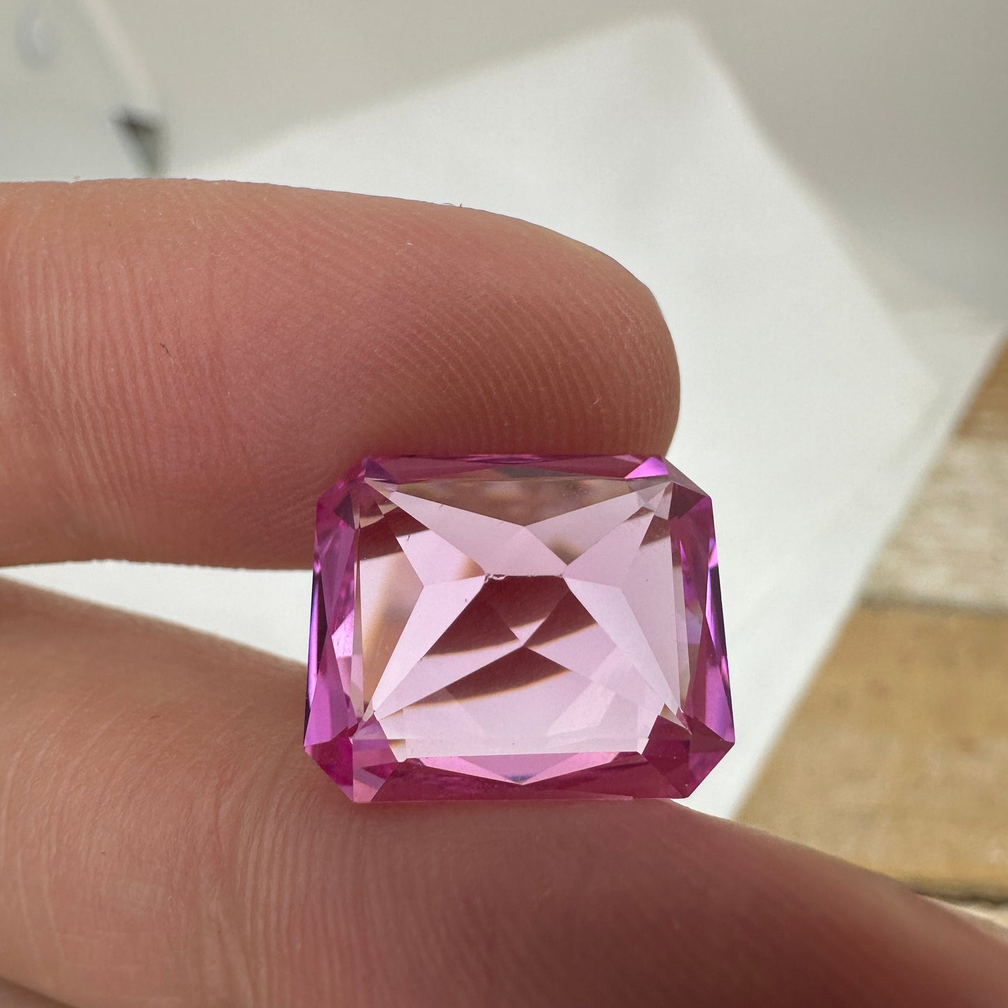 14x12mm Lab Pink Sapphire, 11.25 Ct, Mixed Radiant Cut Loose Faceted Man Made Corundum, Pink Gem