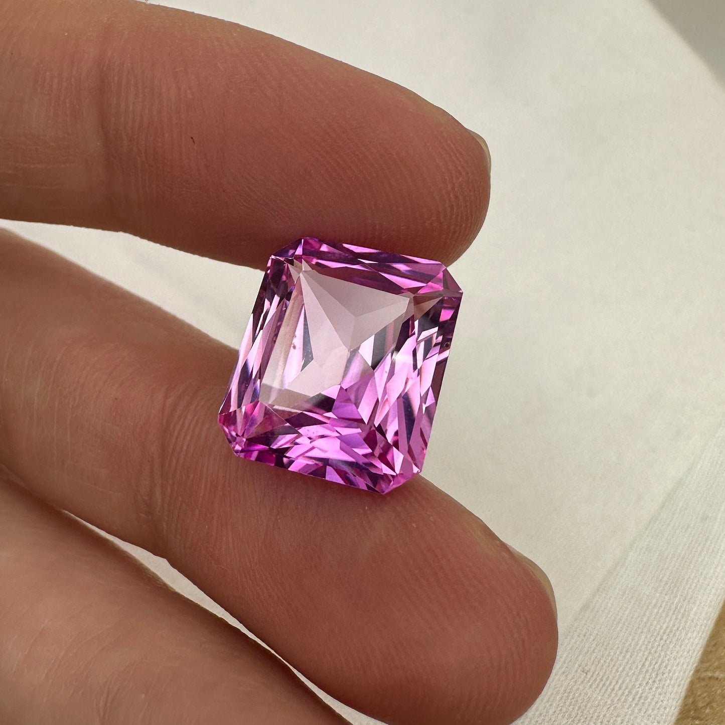 14x12mm Lab Pink Sapphire, 11.25 Ct, Mixed Radiant Cut Loose Faceted Man Made Corundum, Pink Gem