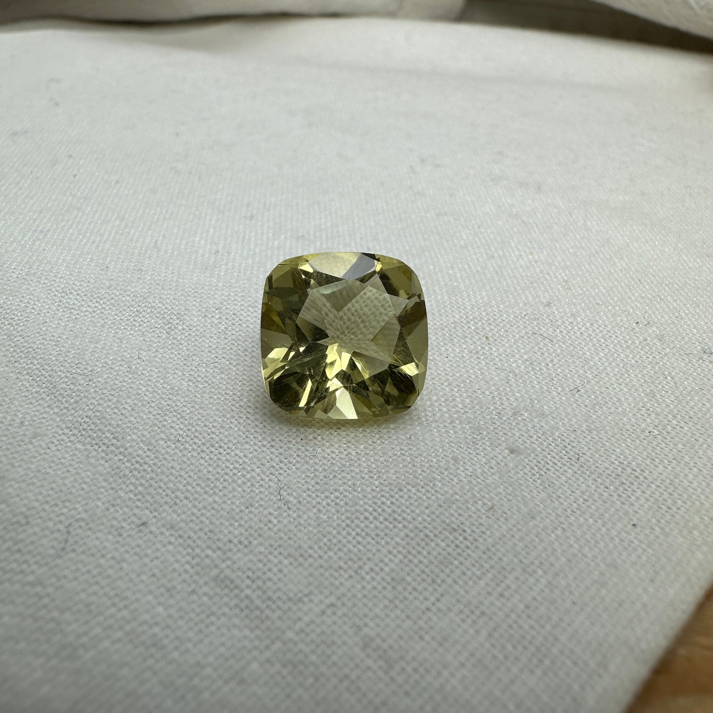 12mm Yellow Citrine Cushion Cut, 7.75 Ct Faceted Loose Lemon Quartz